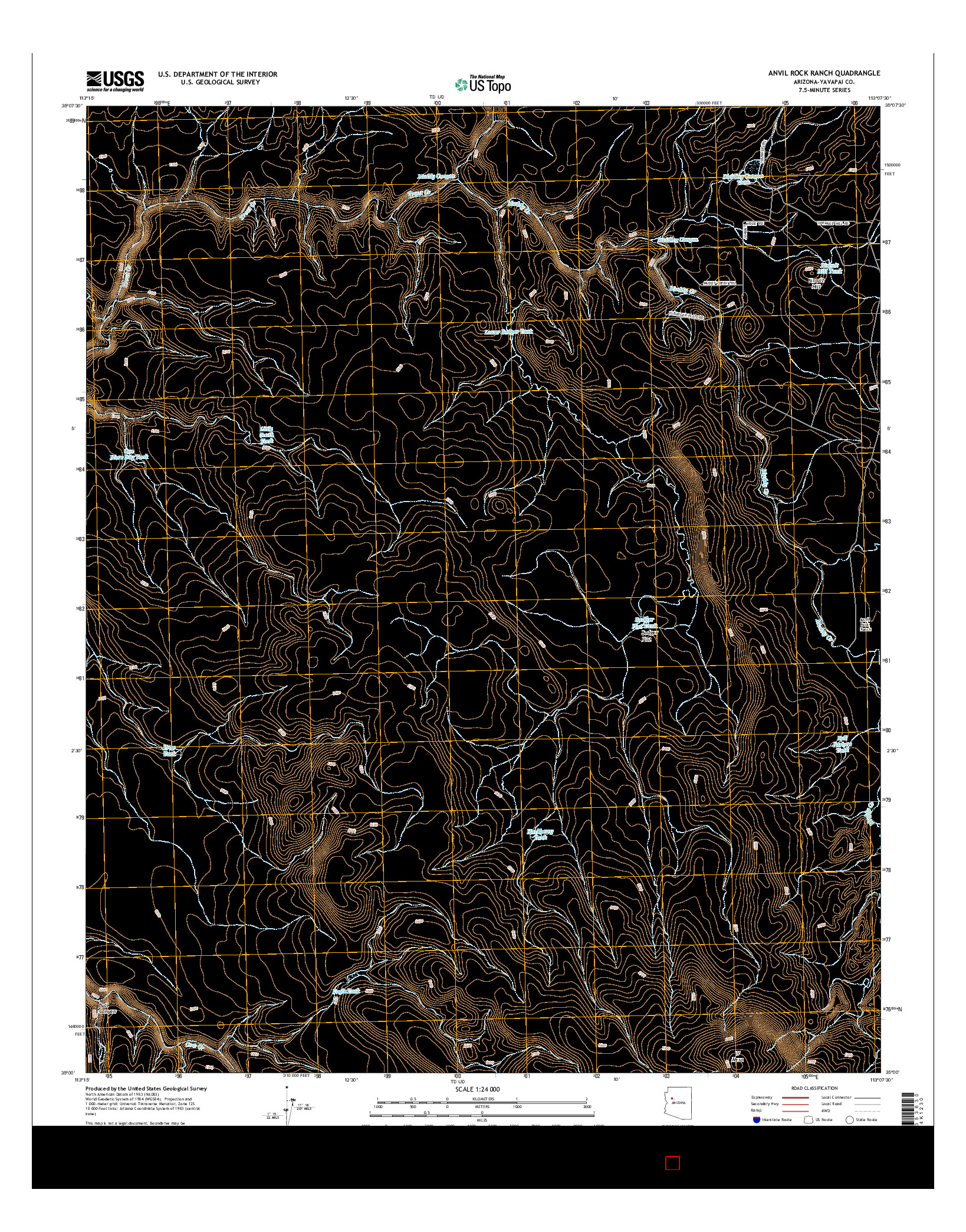 USGS US TOPO 7.5-MINUTE MAP FOR ANVIL ROCK RANCH, AZ 2014