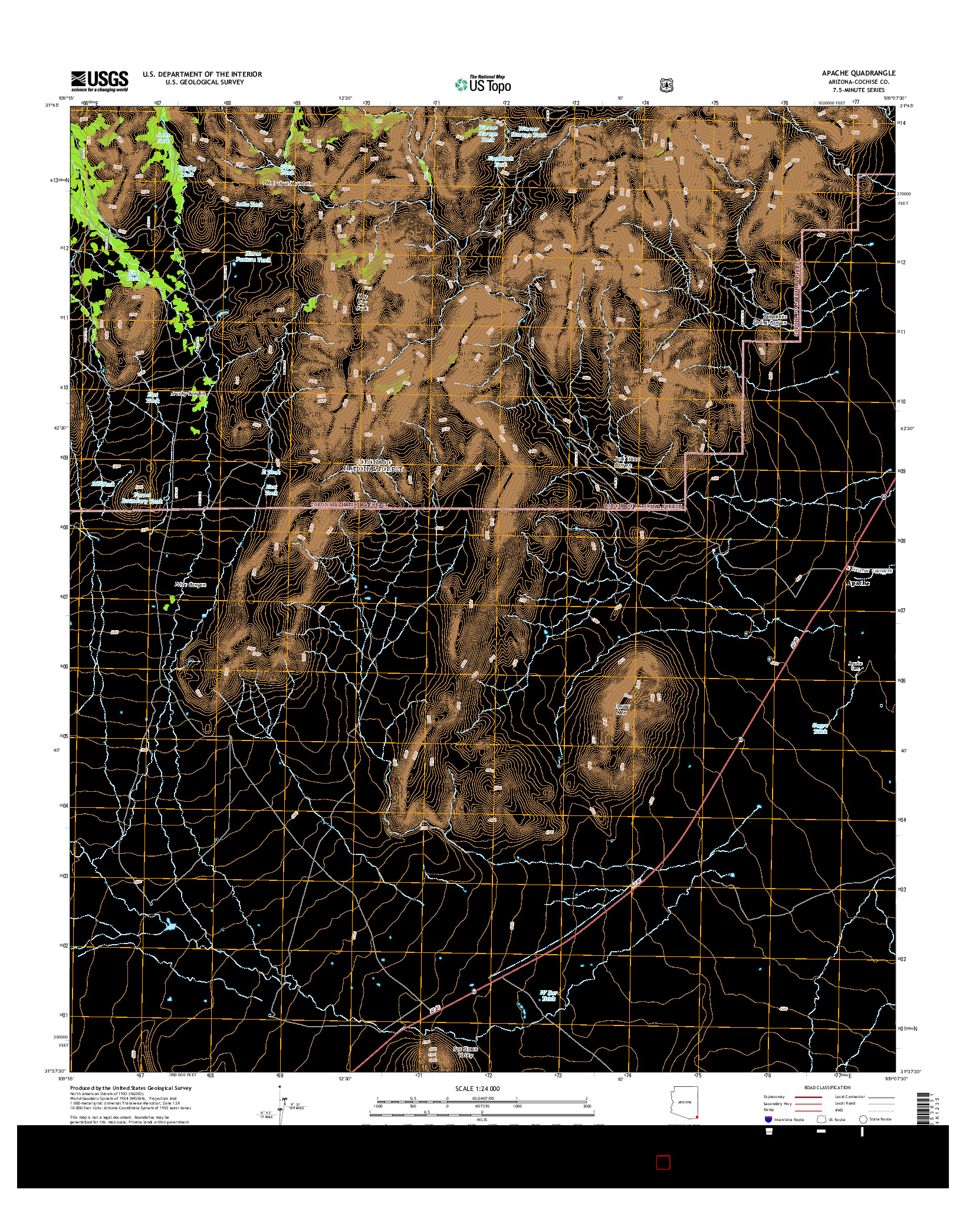 USGS US TOPO 7.5-MINUTE MAP FOR APACHE, AZ 2014