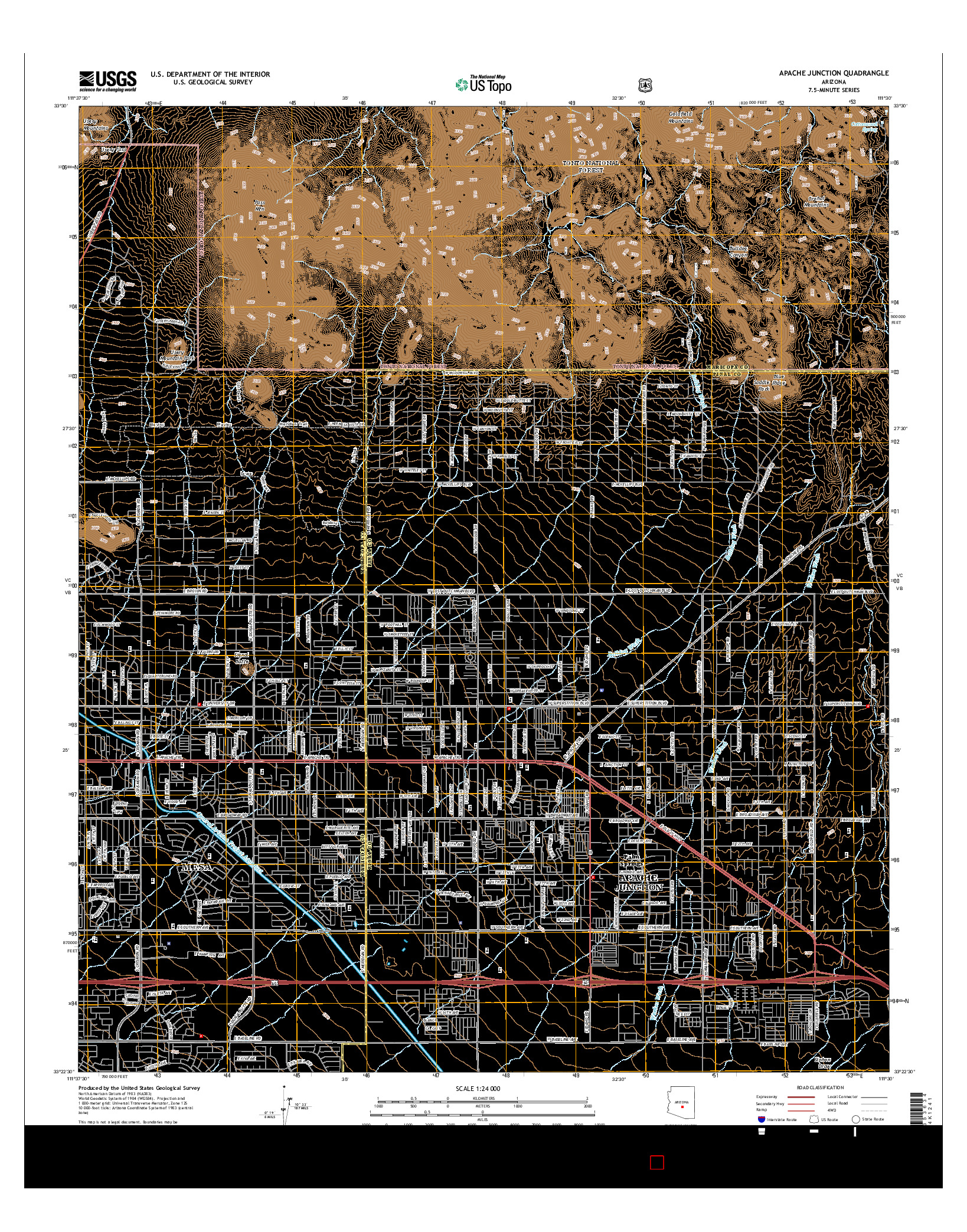 USGS US TOPO 7.5-MINUTE MAP FOR APACHE JUNCTION, AZ 2014