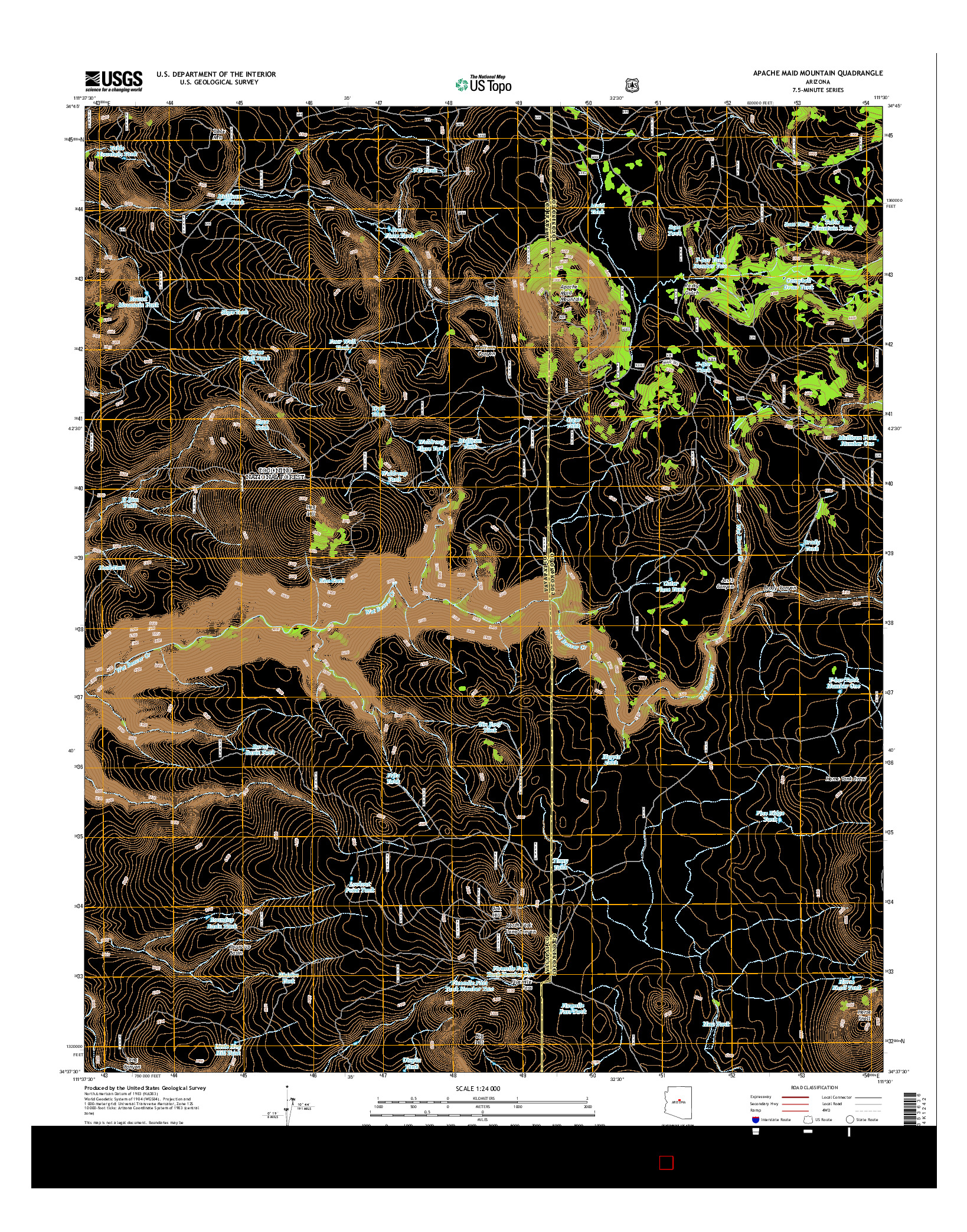 USGS US TOPO 7.5-MINUTE MAP FOR APACHE MAID MOUNTAIN, AZ 2014