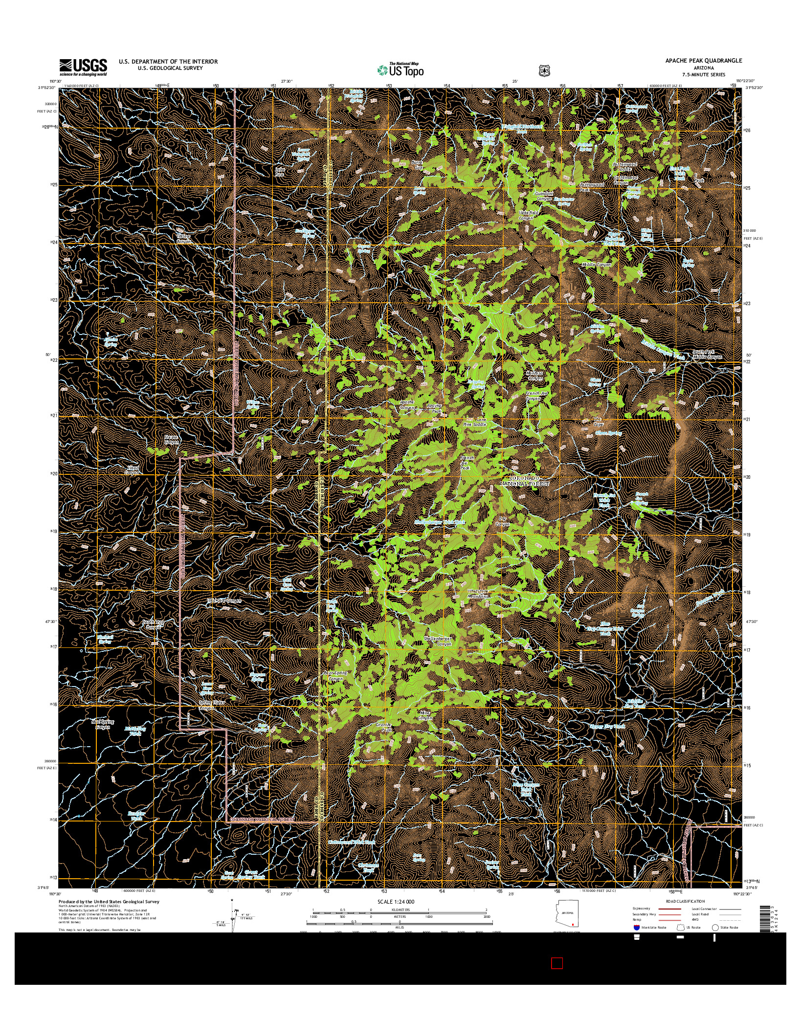 USGS US TOPO 7.5-MINUTE MAP FOR APACHE PEAK, AZ 2014