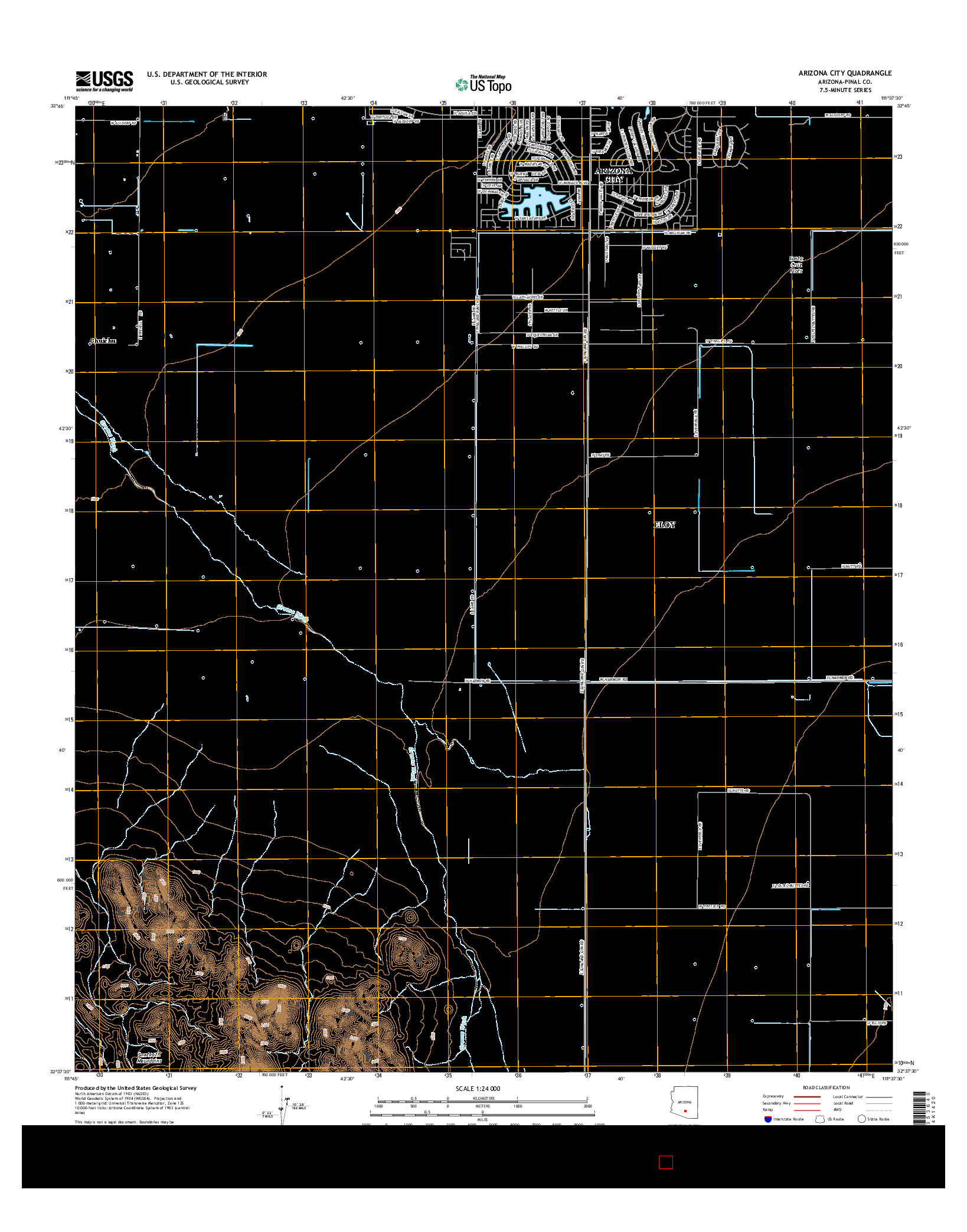 USGS US TOPO 7.5-MINUTE MAP FOR ARIZONA CITY, AZ 2014