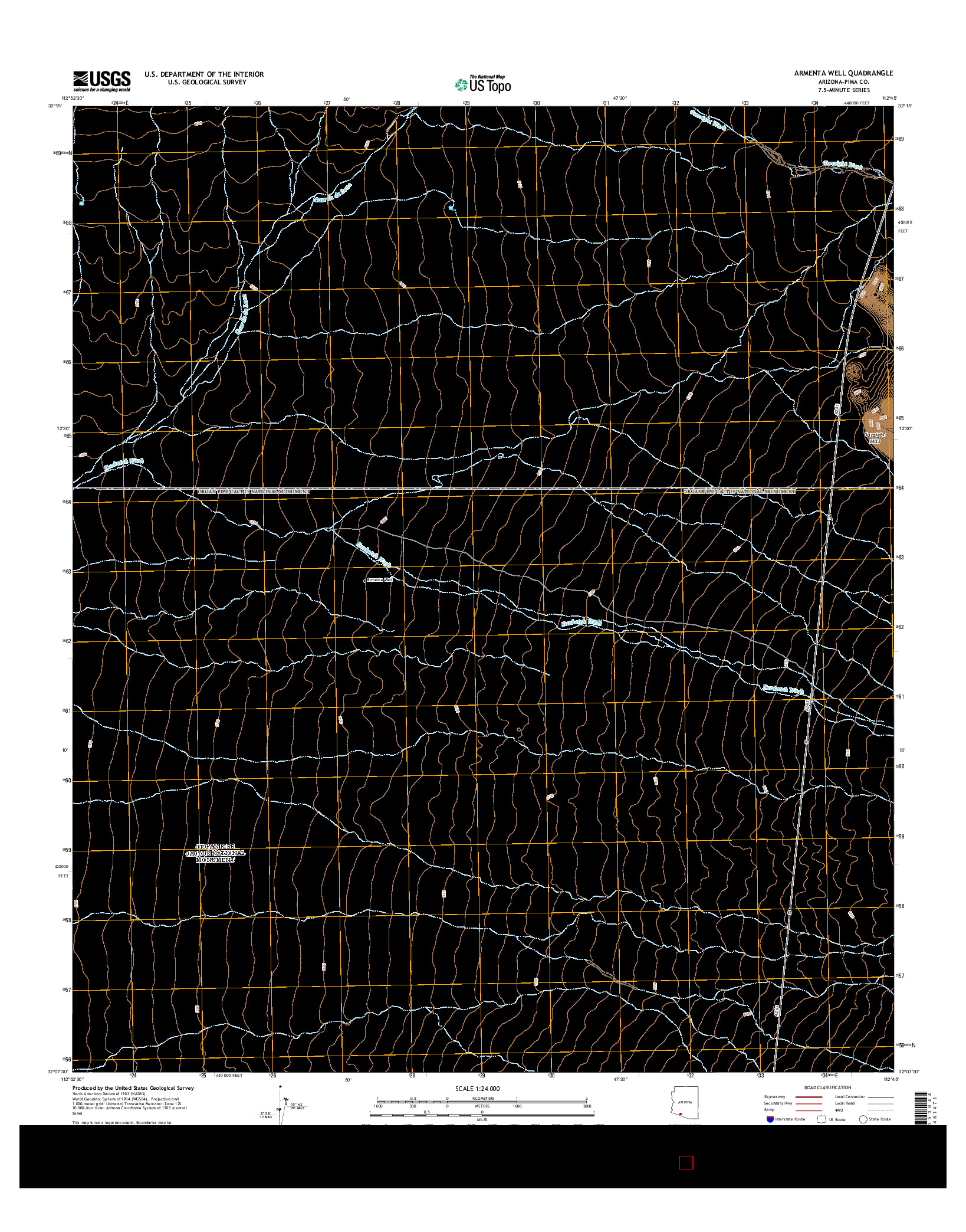 USGS US TOPO 7.5-MINUTE MAP FOR ARMENTA WELL, AZ 2014