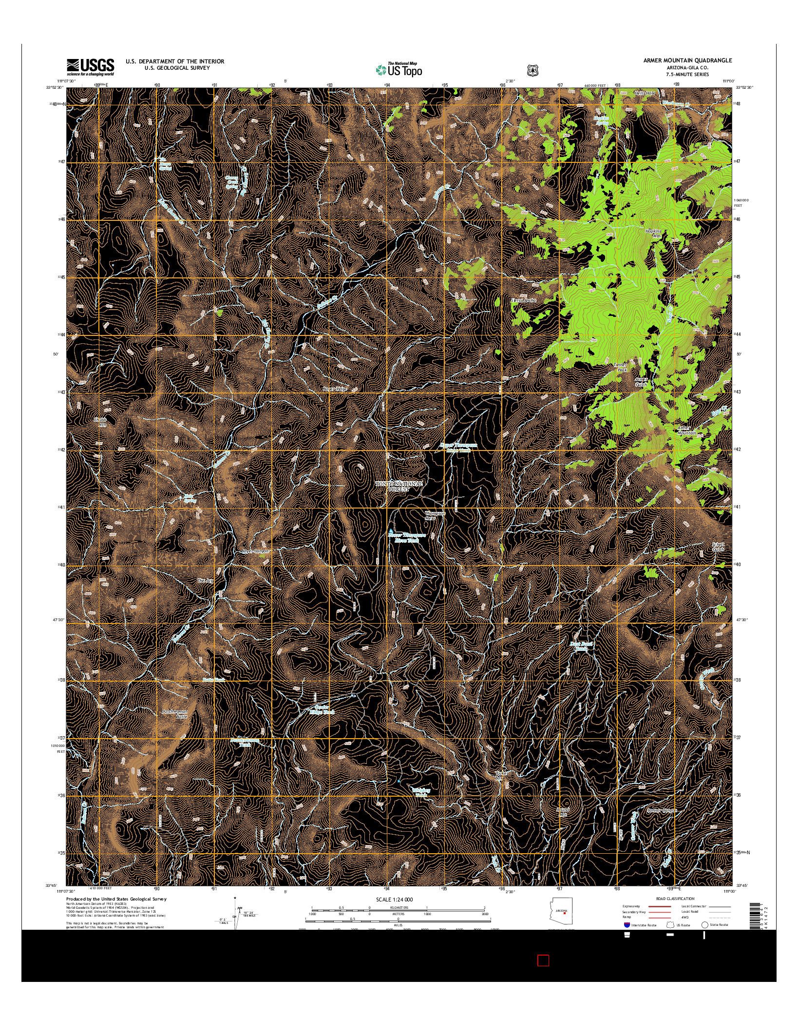 USGS US TOPO 7.5-MINUTE MAP FOR ARMER MOUNTAIN, AZ 2014