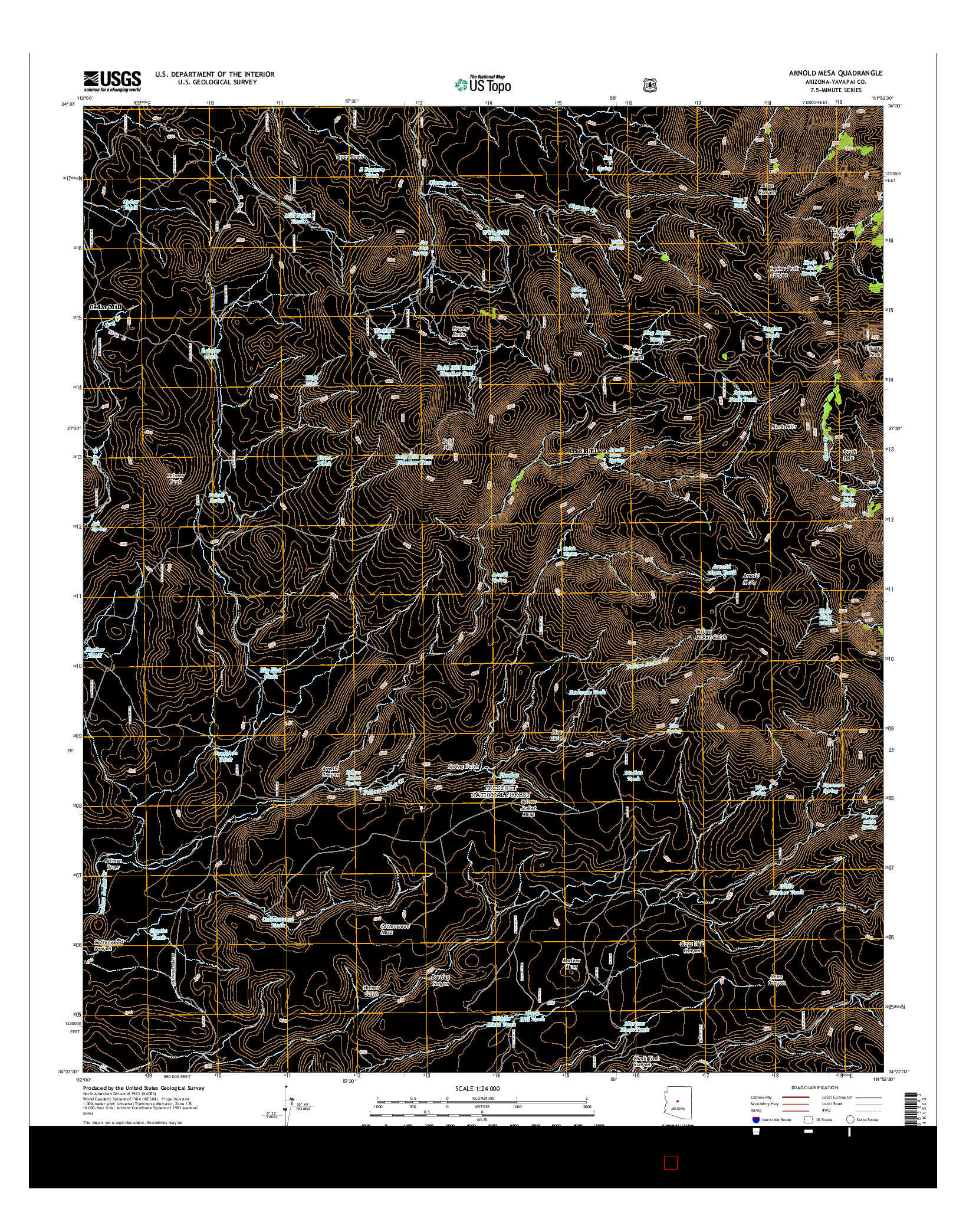 USGS US TOPO 7.5-MINUTE MAP FOR ARNOLD MESA, AZ 2014