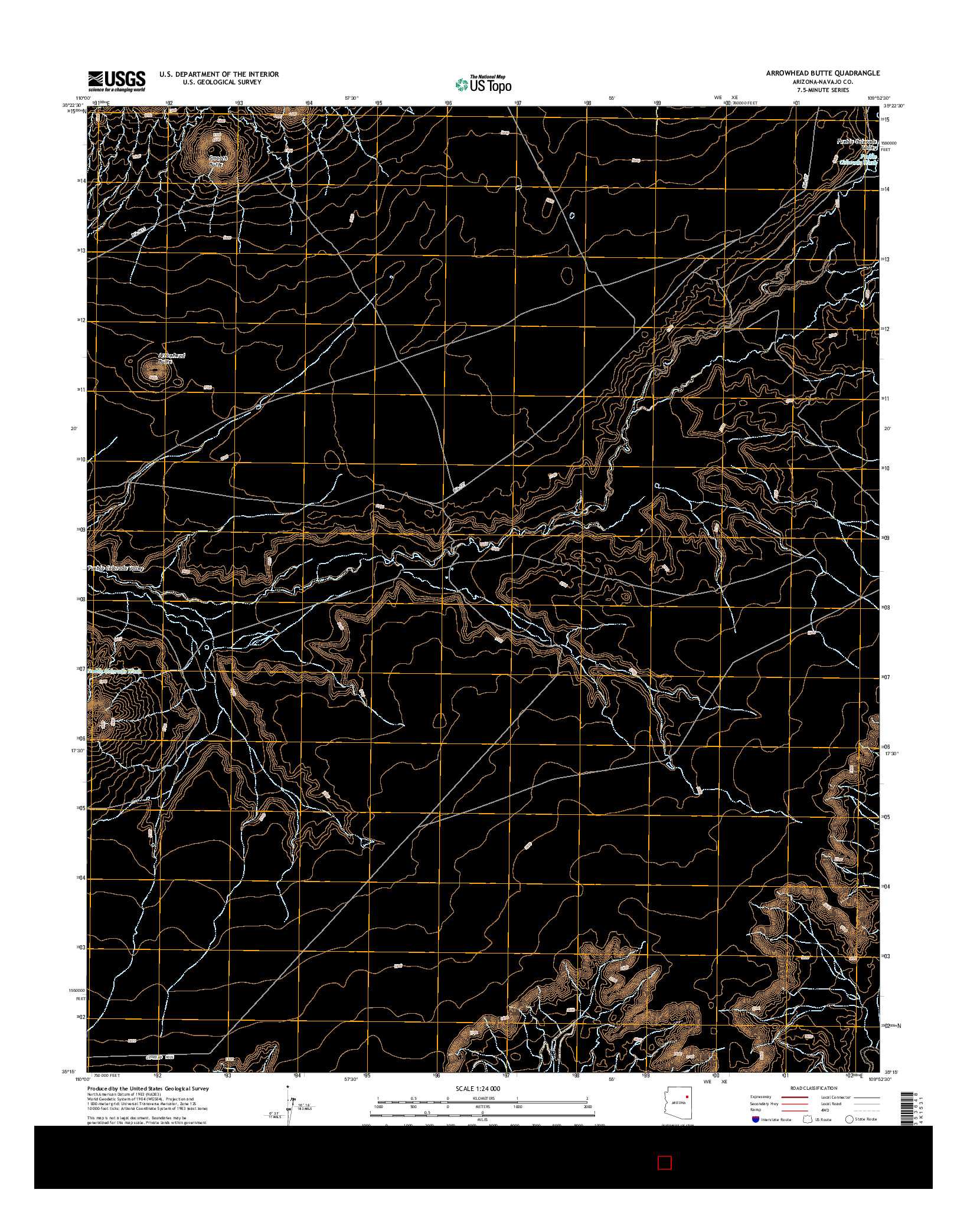 USGS US TOPO 7.5-MINUTE MAP FOR ARROWHEAD BUTTE, AZ 2014