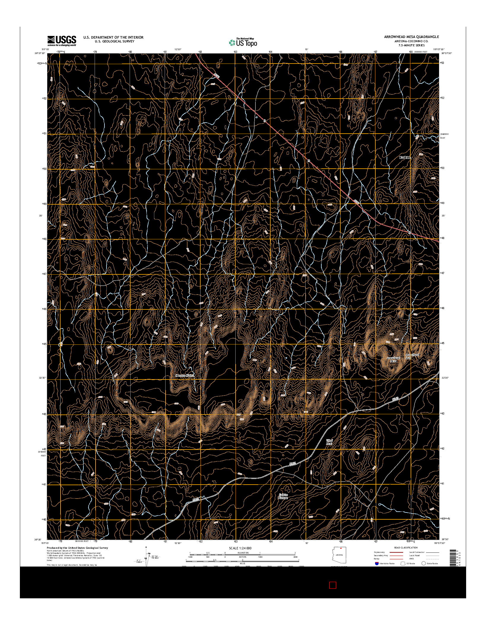 USGS US TOPO 7.5-MINUTE MAP FOR ARROWHEAD MESA, AZ 2014