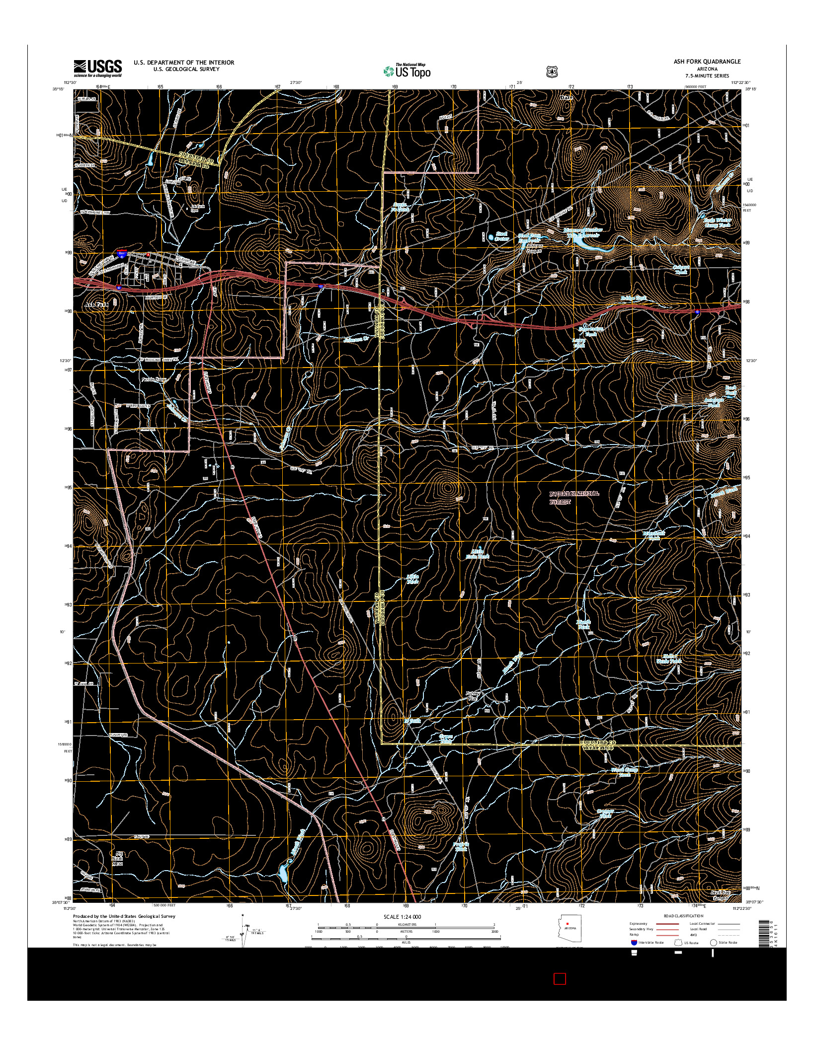 USGS US TOPO 7.5-MINUTE MAP FOR ASH FORK, AZ 2014