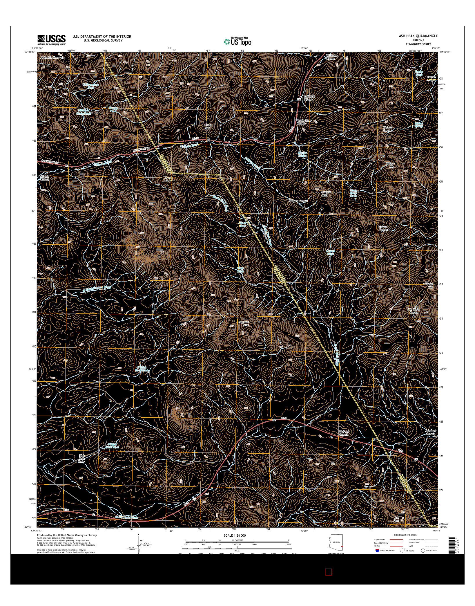 USGS US TOPO 7.5-MINUTE MAP FOR ASH PEAK, AZ 2014