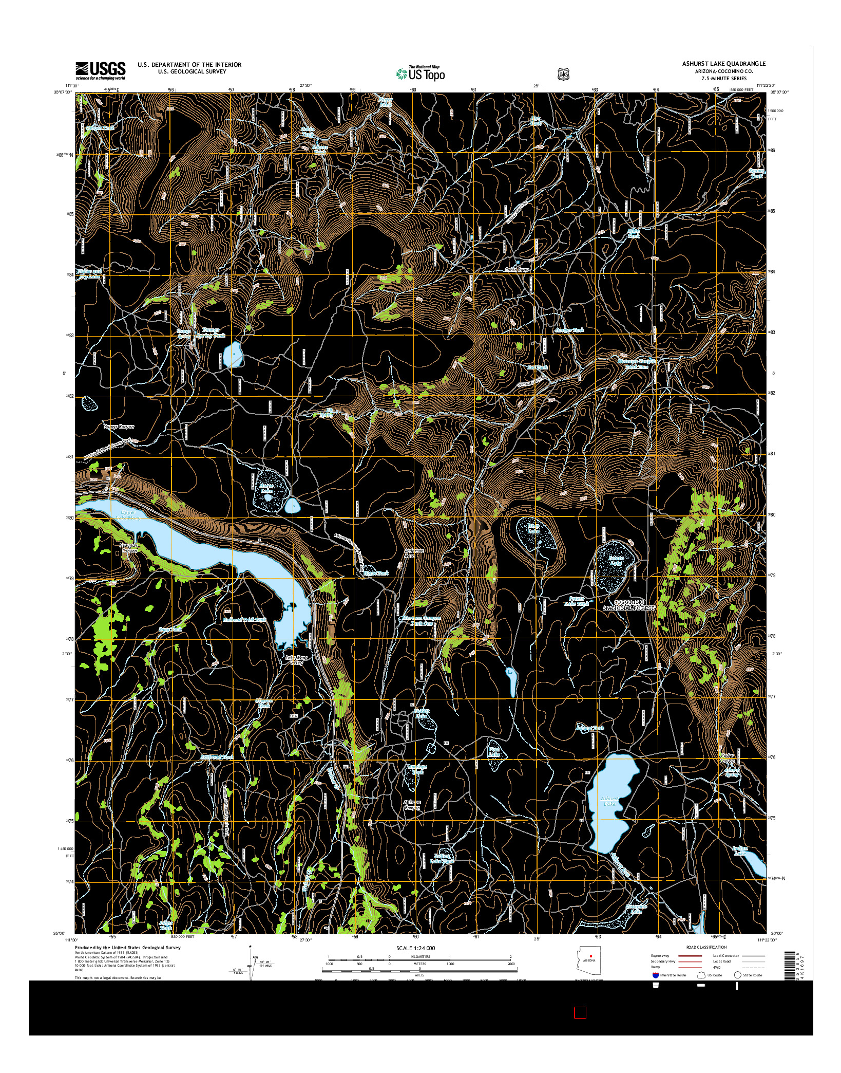 USGS US TOPO 7.5-MINUTE MAP FOR ASHURST LAKE, AZ 2014