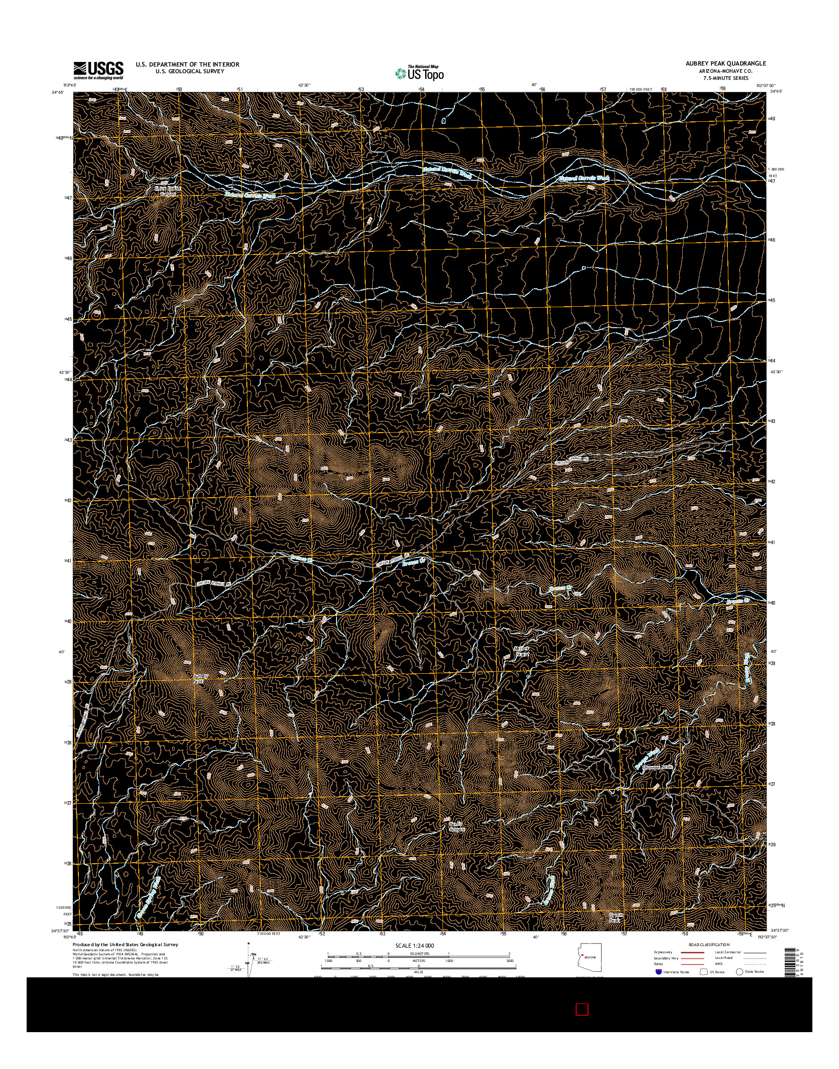 USGS US TOPO 7.5-MINUTE MAP FOR AUBREY PEAK, AZ 2014