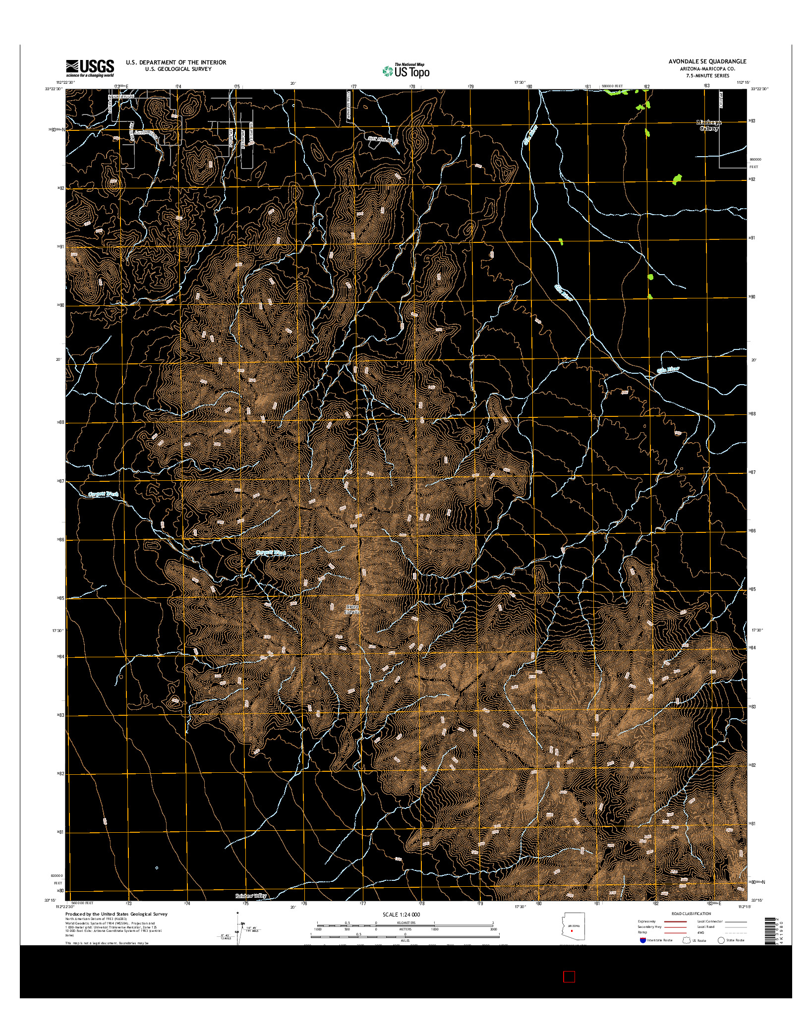 USGS US TOPO 7.5-MINUTE MAP FOR AVONDALE SE, AZ 2014