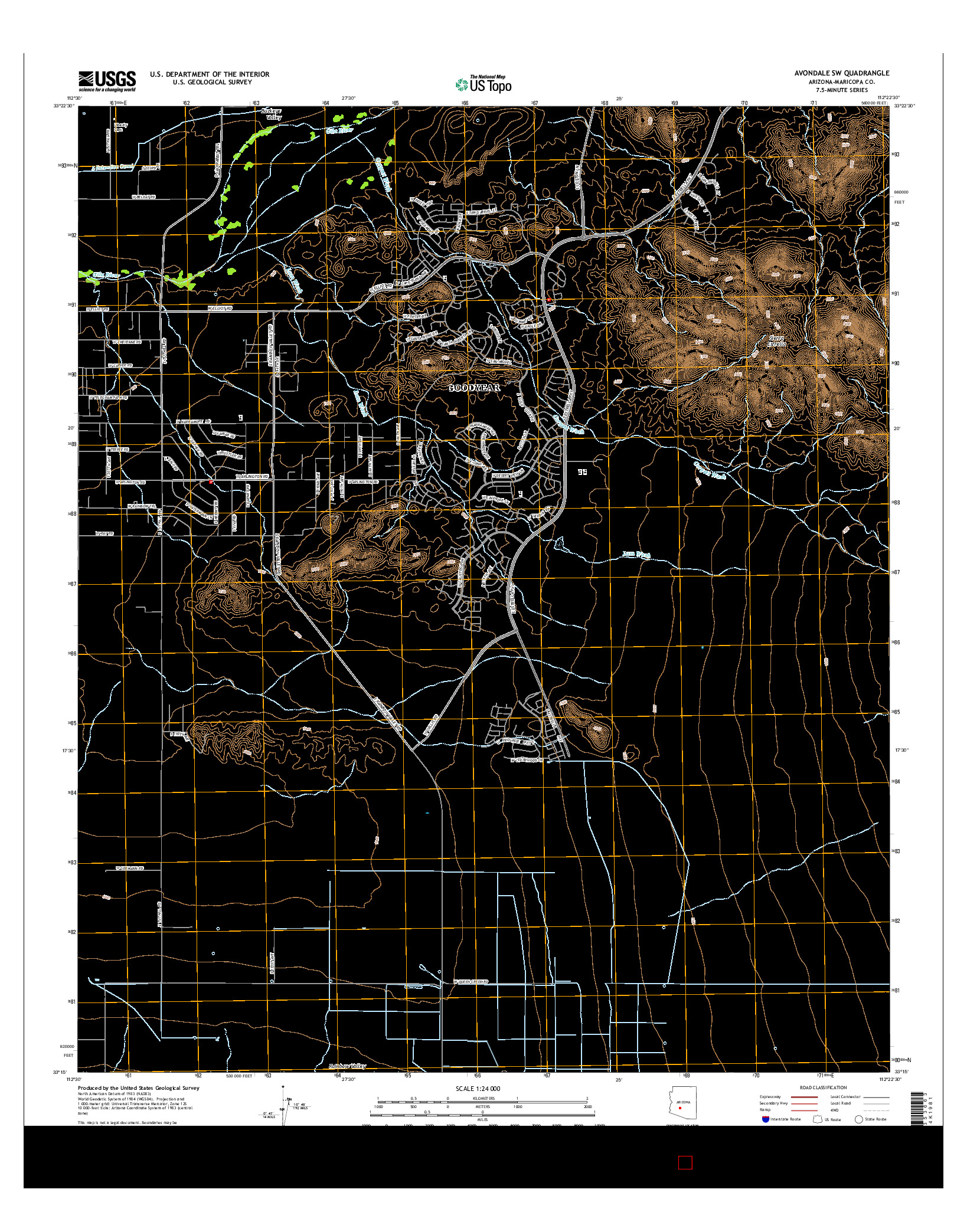 USGS US TOPO 7.5-MINUTE MAP FOR AVONDALE SW, AZ 2014