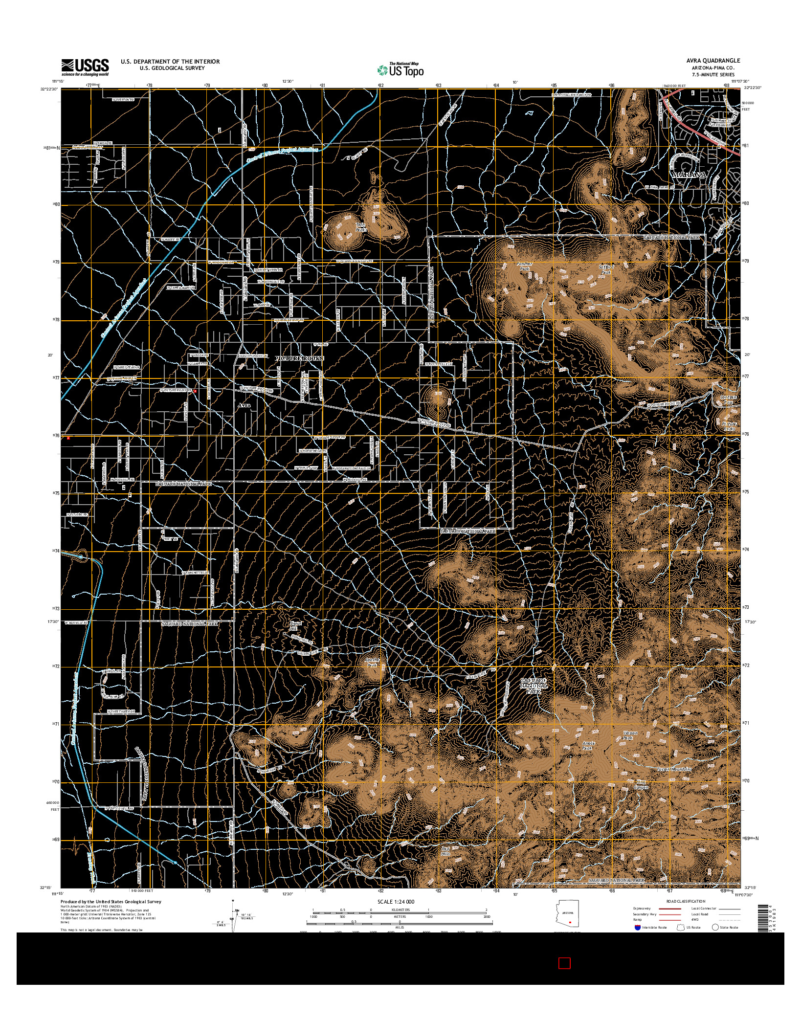 USGS US TOPO 7.5-MINUTE MAP FOR AVRA, AZ 2014