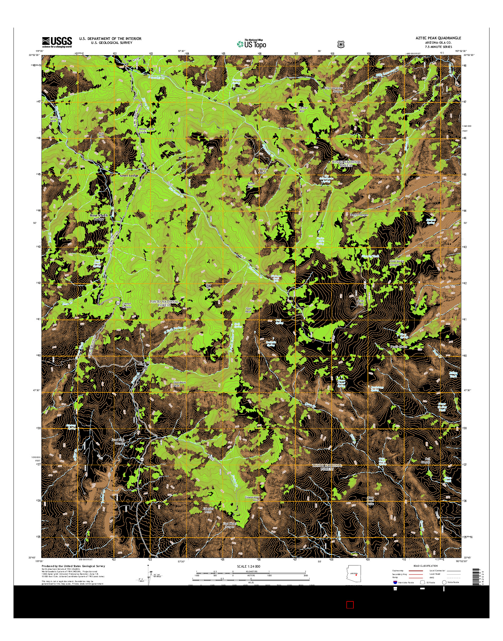 USGS US TOPO 7.5-MINUTE MAP FOR AZTEC PEAK, AZ 2014