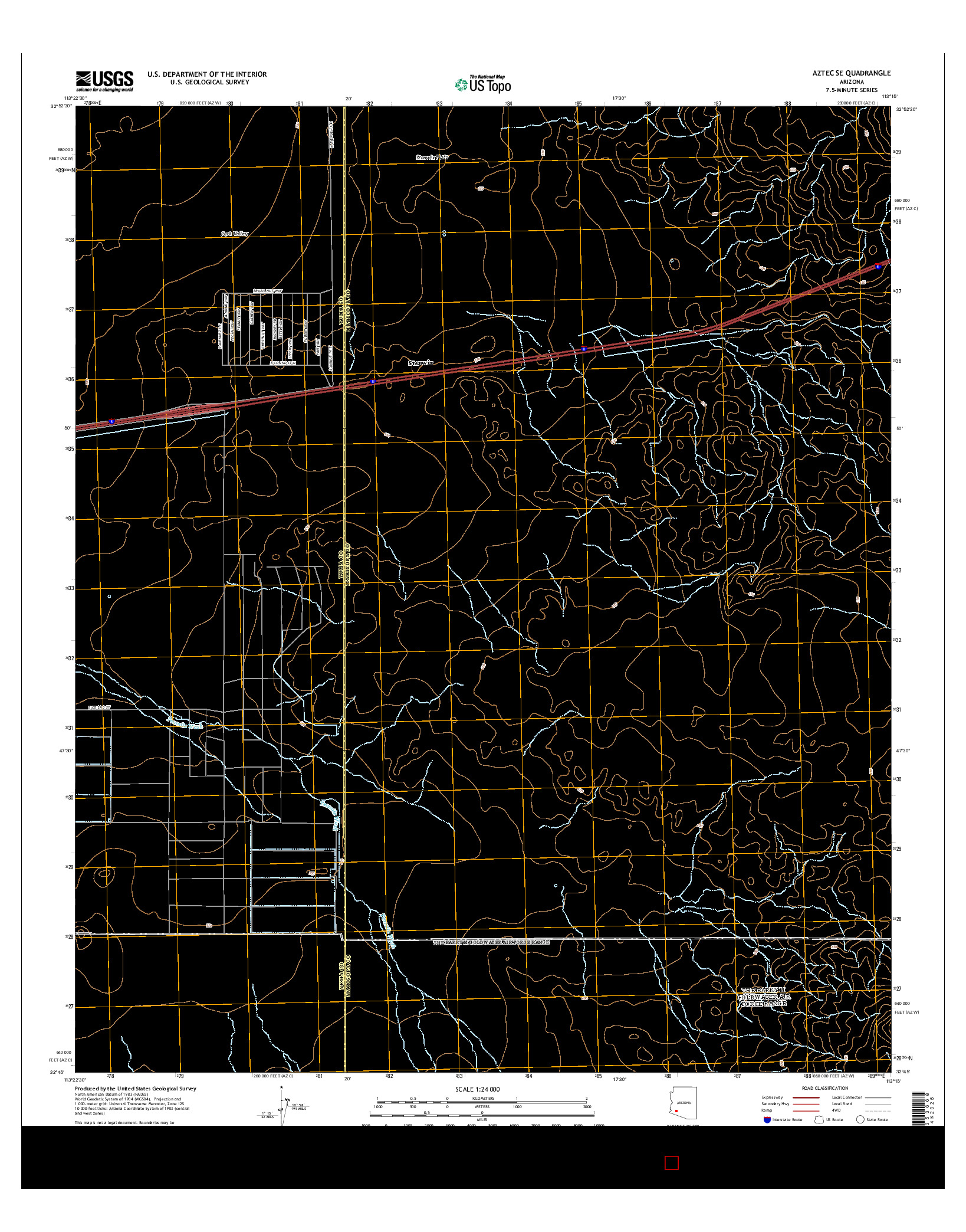 USGS US TOPO 7.5-MINUTE MAP FOR AZTEC SE, AZ 2014
