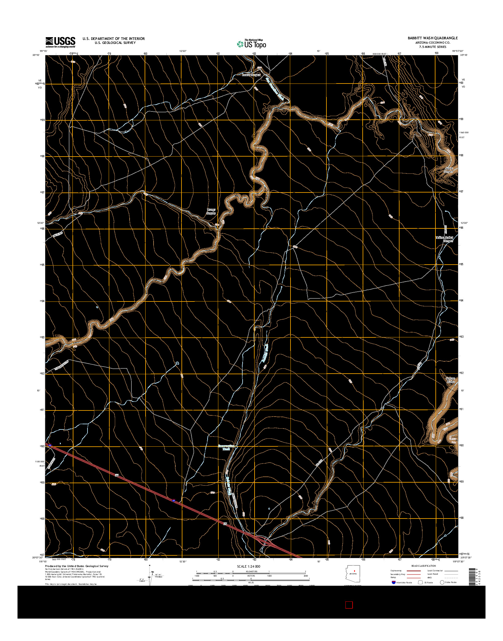 USGS US TOPO 7.5-MINUTE MAP FOR BABBITT WASH, AZ 2014