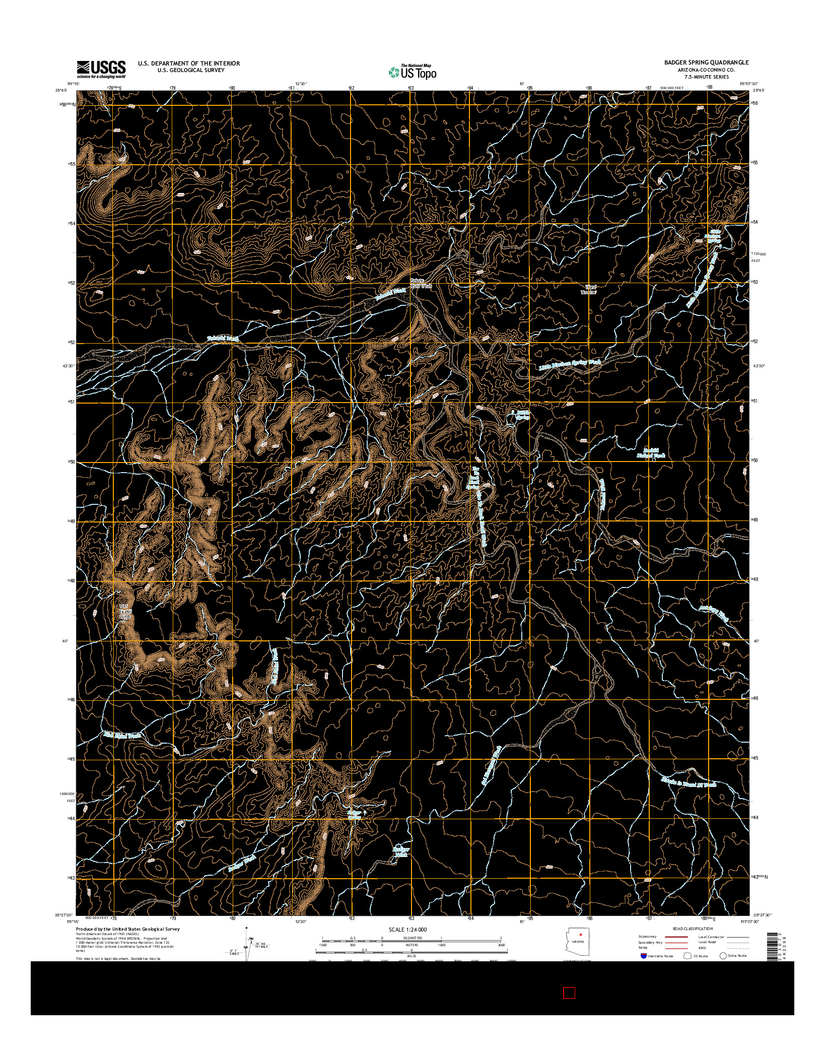 USGS US TOPO 7.5-MINUTE MAP FOR BADGER SPRING, AZ 2014