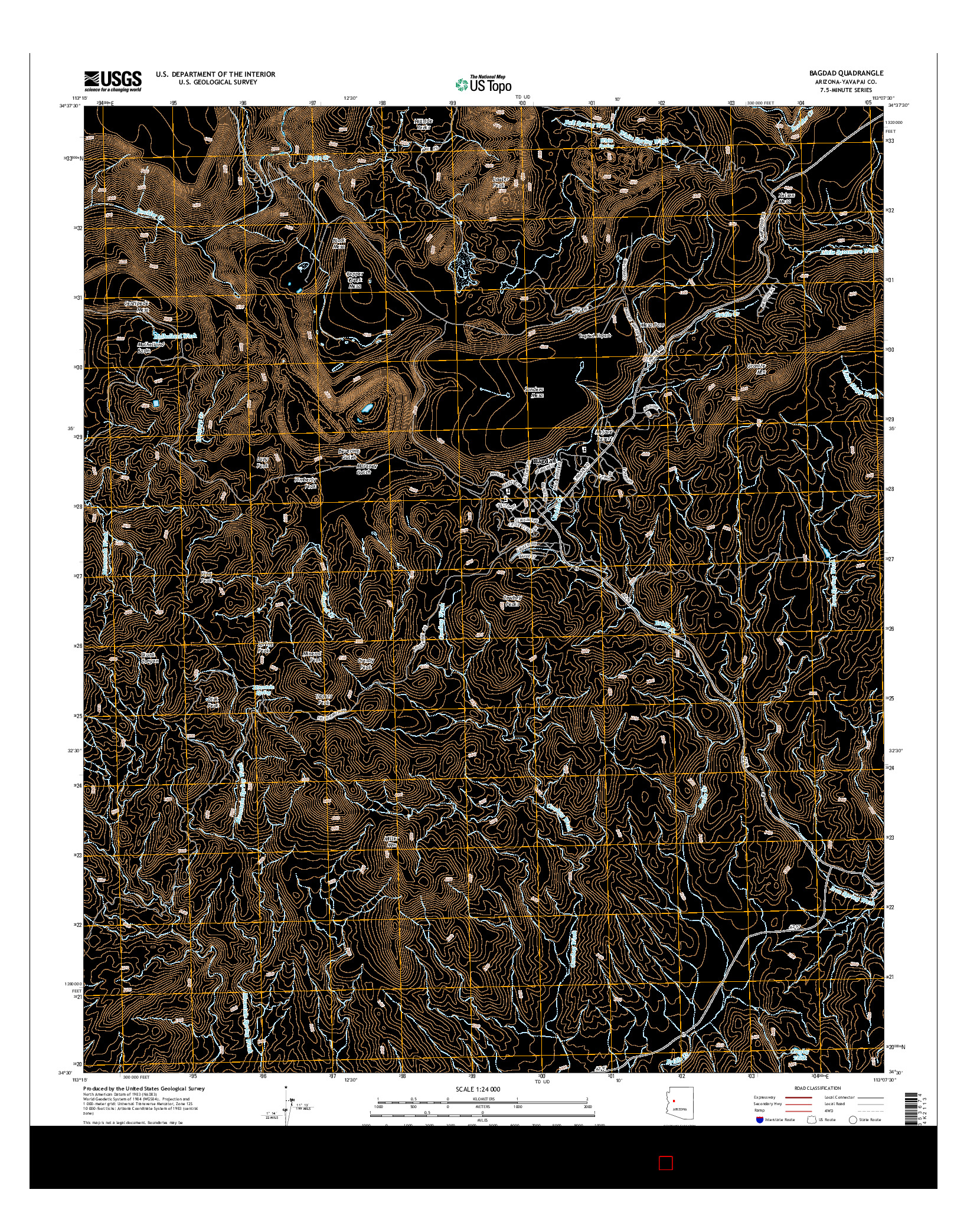 USGS US TOPO 7.5-MINUTE MAP FOR BAGDAD, AZ 2014