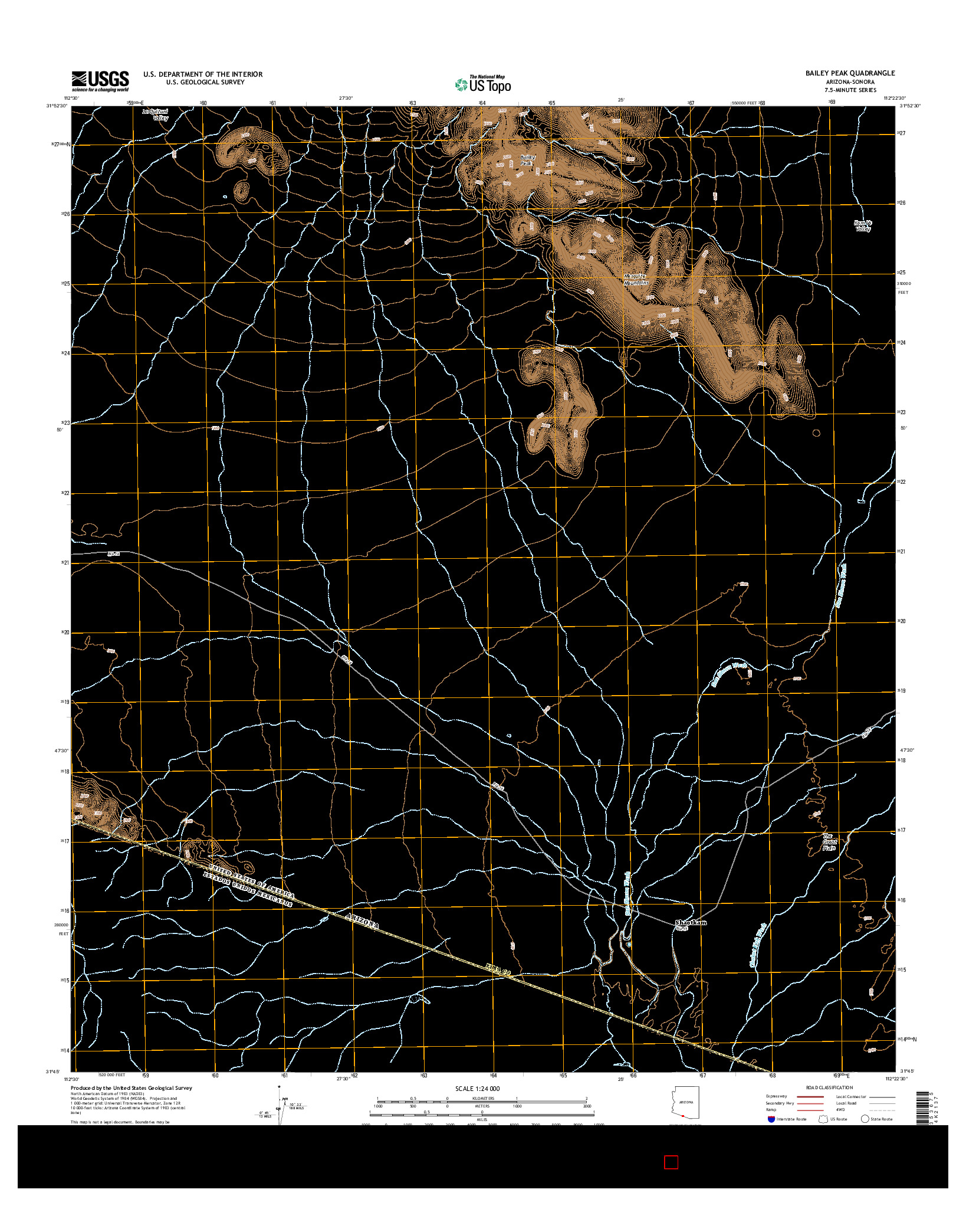 USGS US TOPO 7.5-MINUTE MAP FOR BAILEY PEAK, AZ-SON 2014