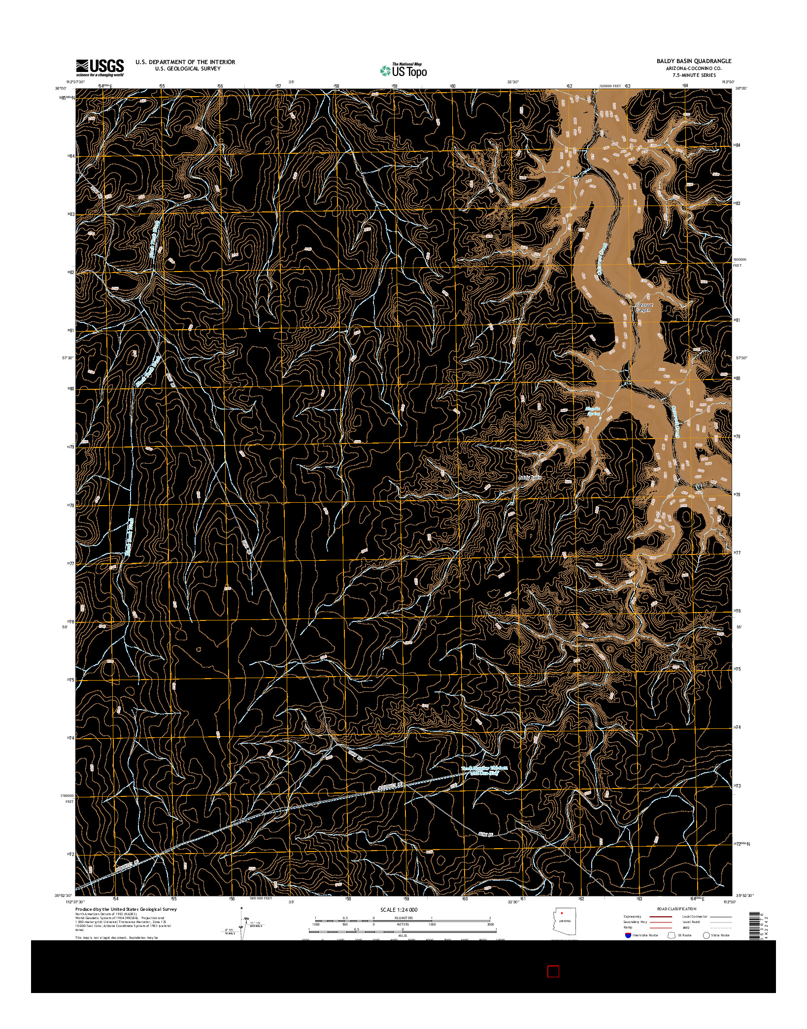 USGS US TOPO 7.5-MINUTE MAP FOR BALDY BASIN, AZ 2014