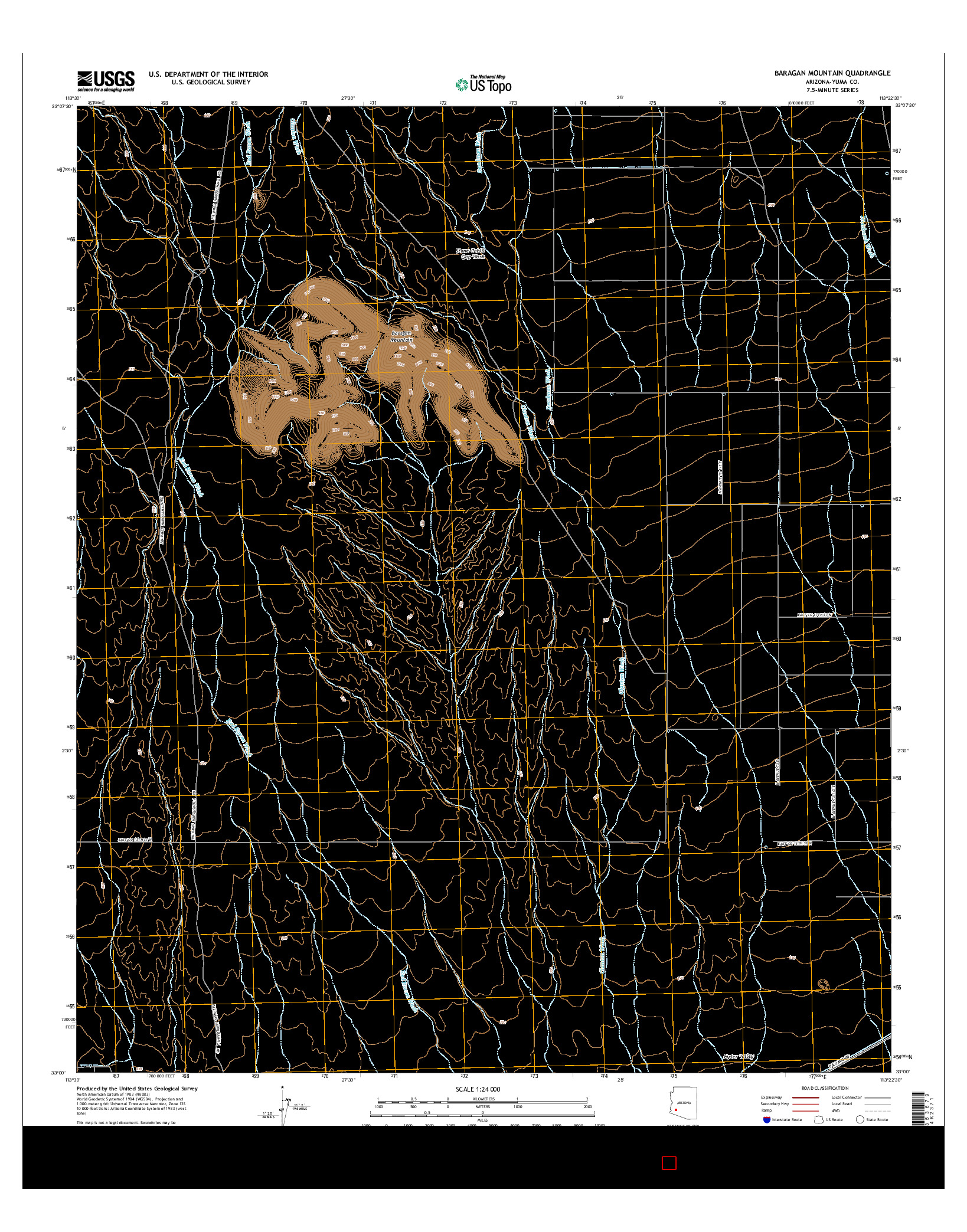 USGS US TOPO 7.5-MINUTE MAP FOR BARAGAN MOUNTAIN, AZ 2014