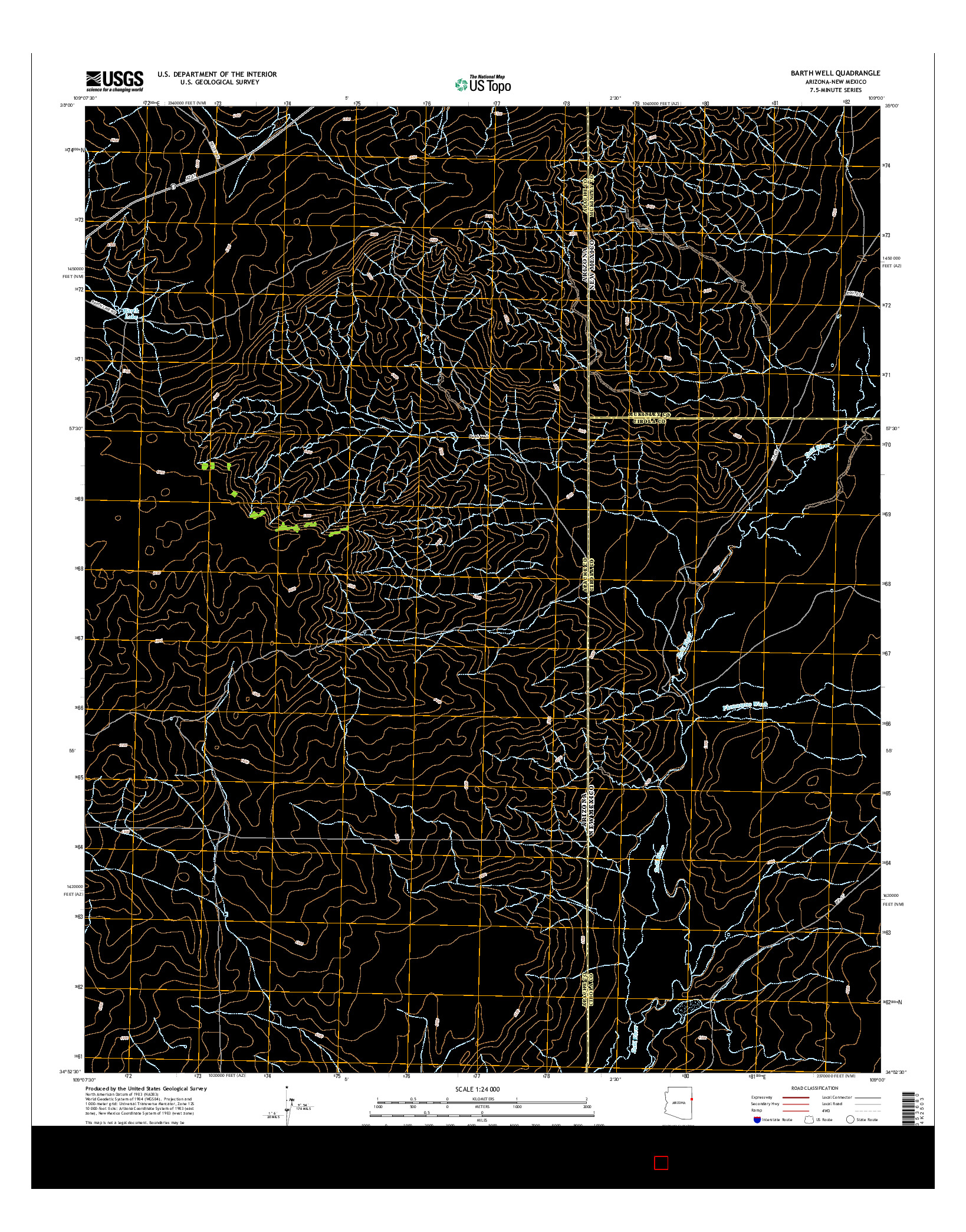 USGS US TOPO 7.5-MINUTE MAP FOR BARTH WELL, AZ-NM 2014