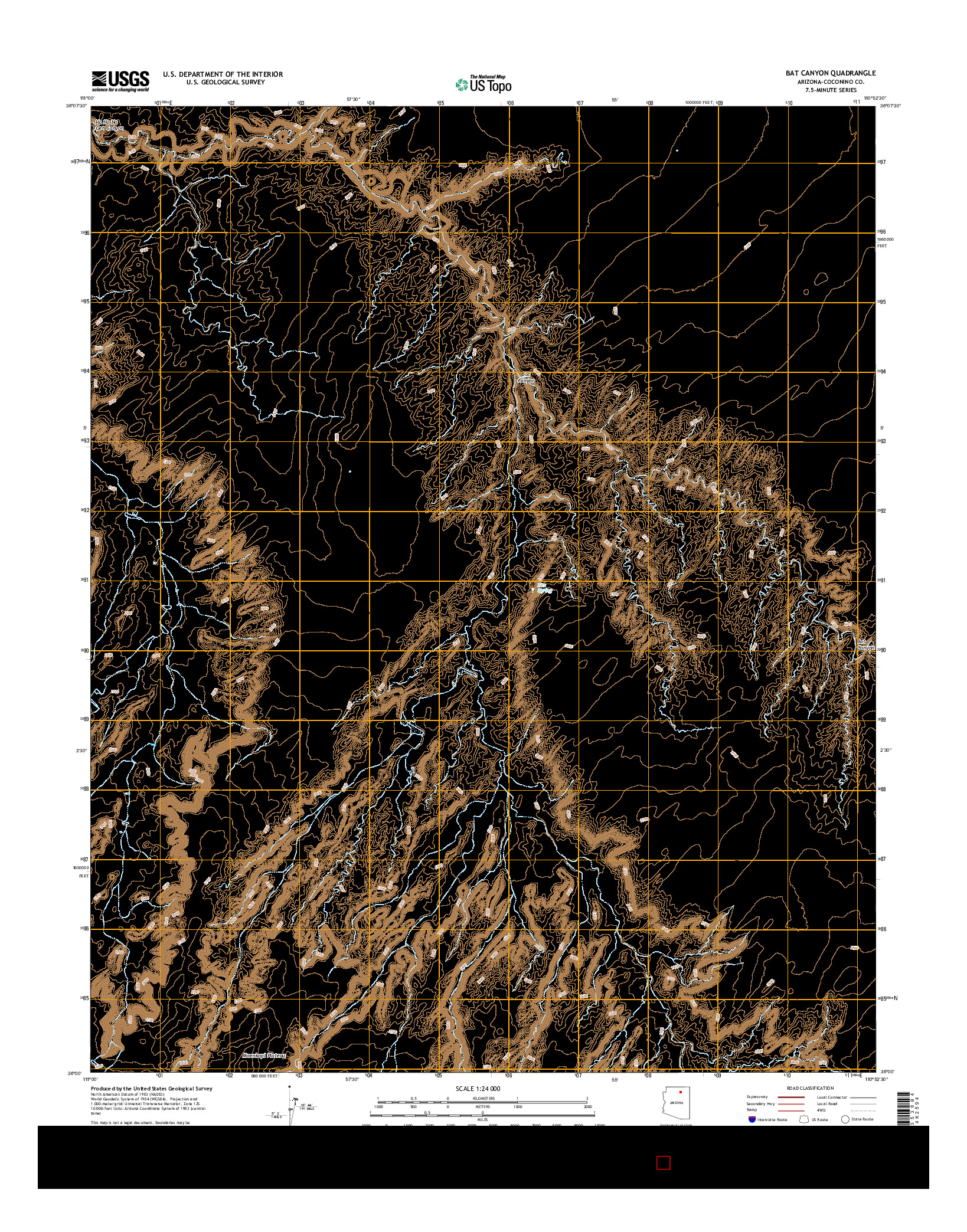 USGS US TOPO 7.5-MINUTE MAP FOR BAT CANYON, AZ 2014