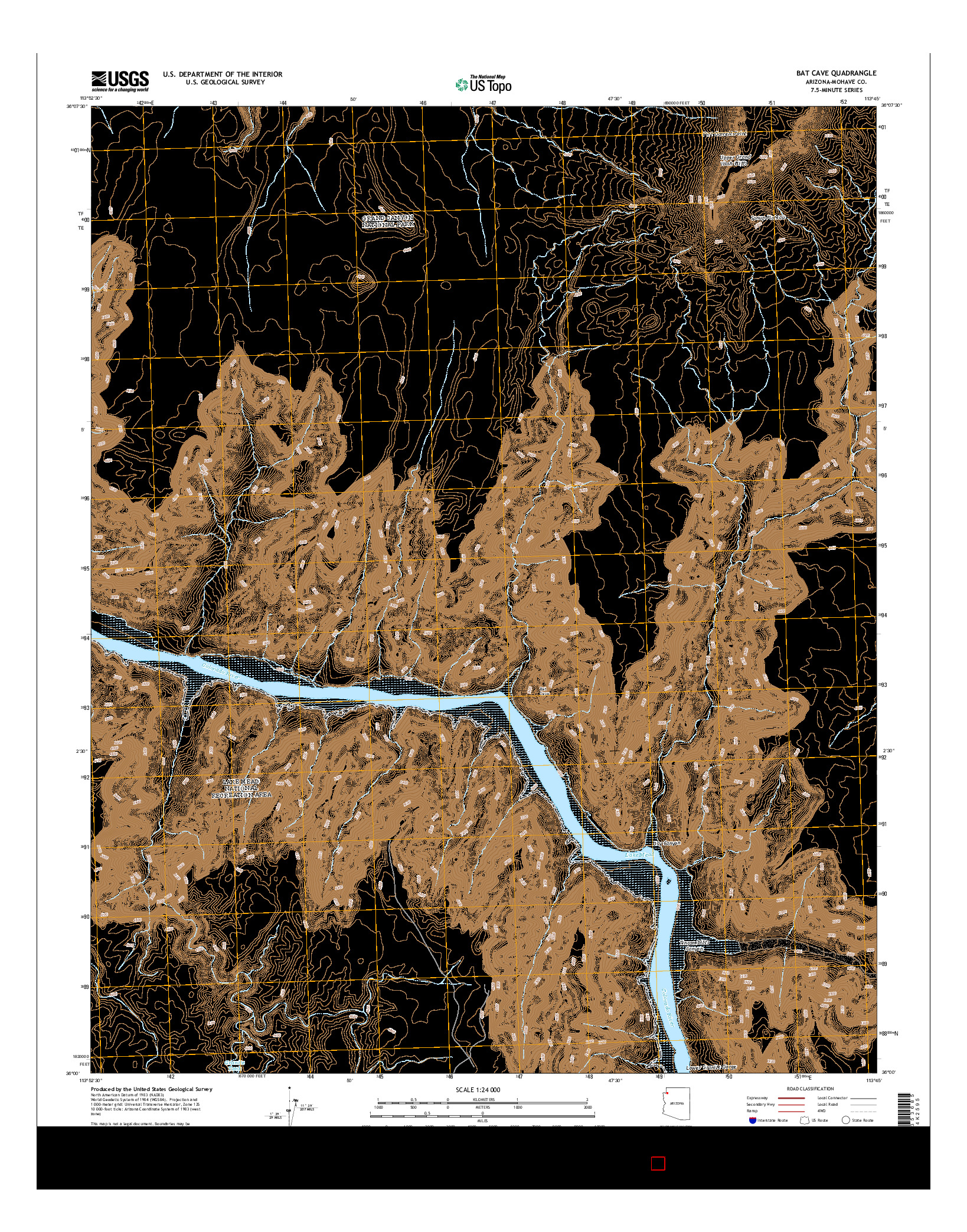 USGS US TOPO 7.5-MINUTE MAP FOR BAT CAVE, AZ 2014