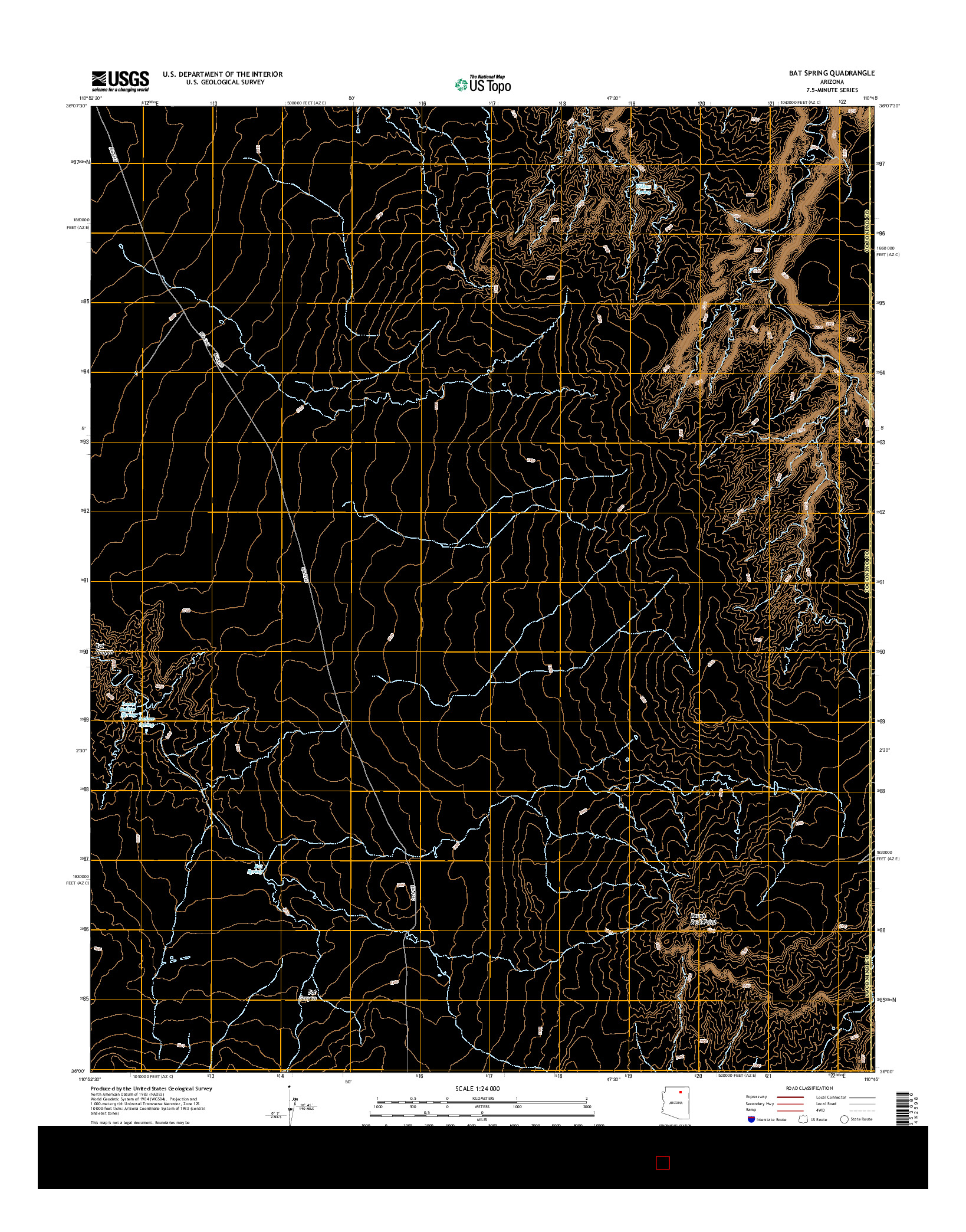 USGS US TOPO 7.5-MINUTE MAP FOR BAT SPRING, AZ 2014