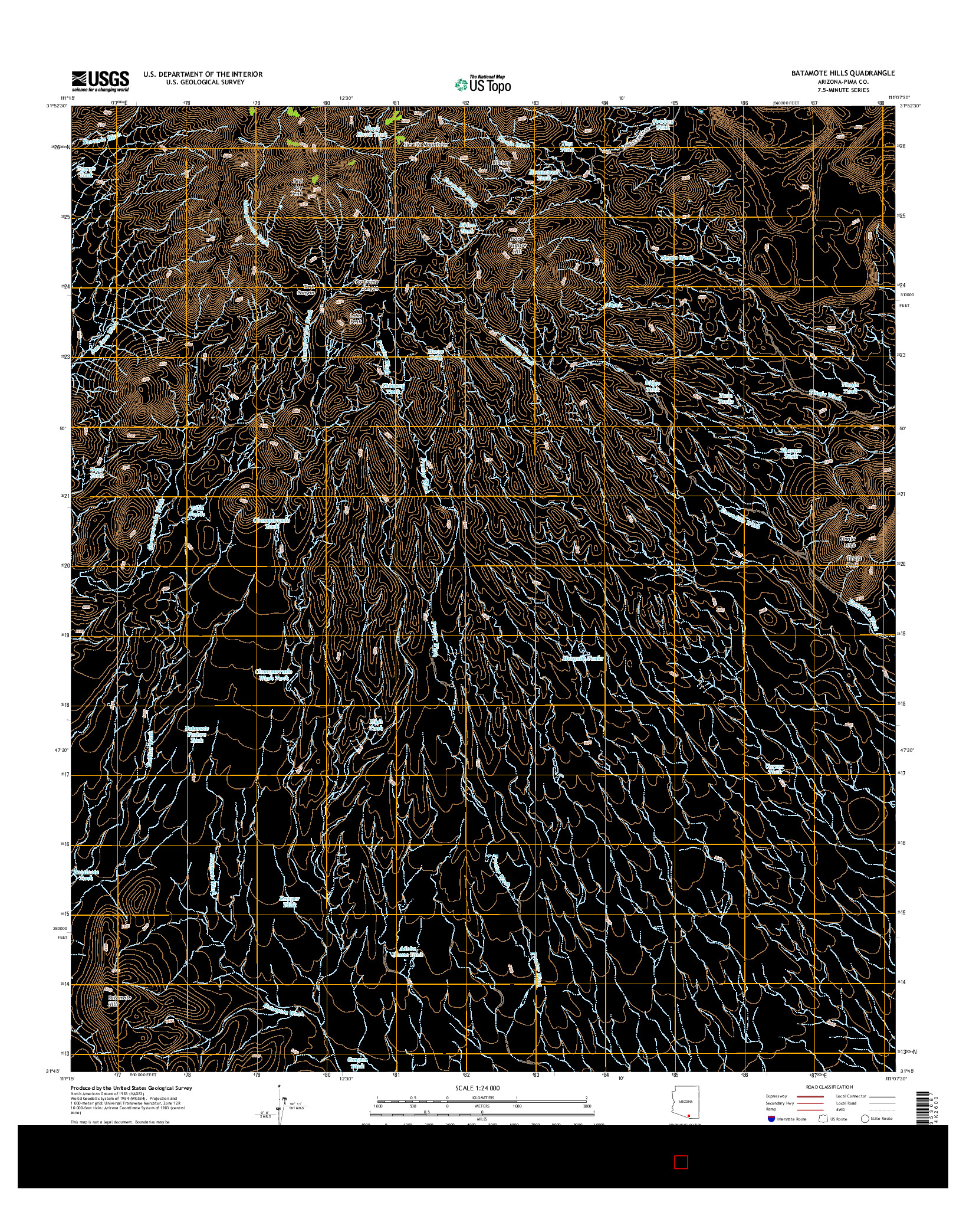 USGS US TOPO 7.5-MINUTE MAP FOR BATAMOTE HILLS, AZ 2014