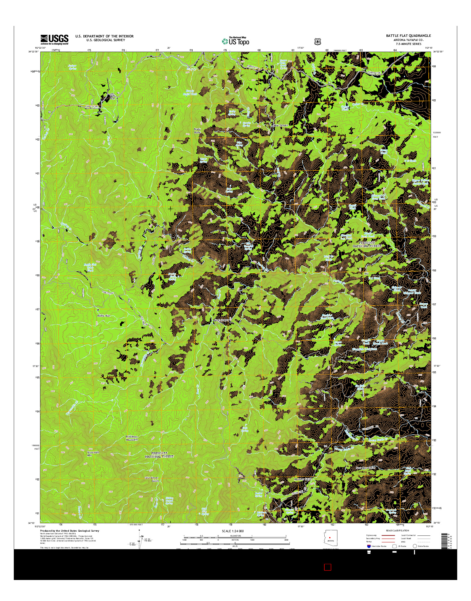 USGS US TOPO 7.5-MINUTE MAP FOR BATTLE FLAT, AZ 2014