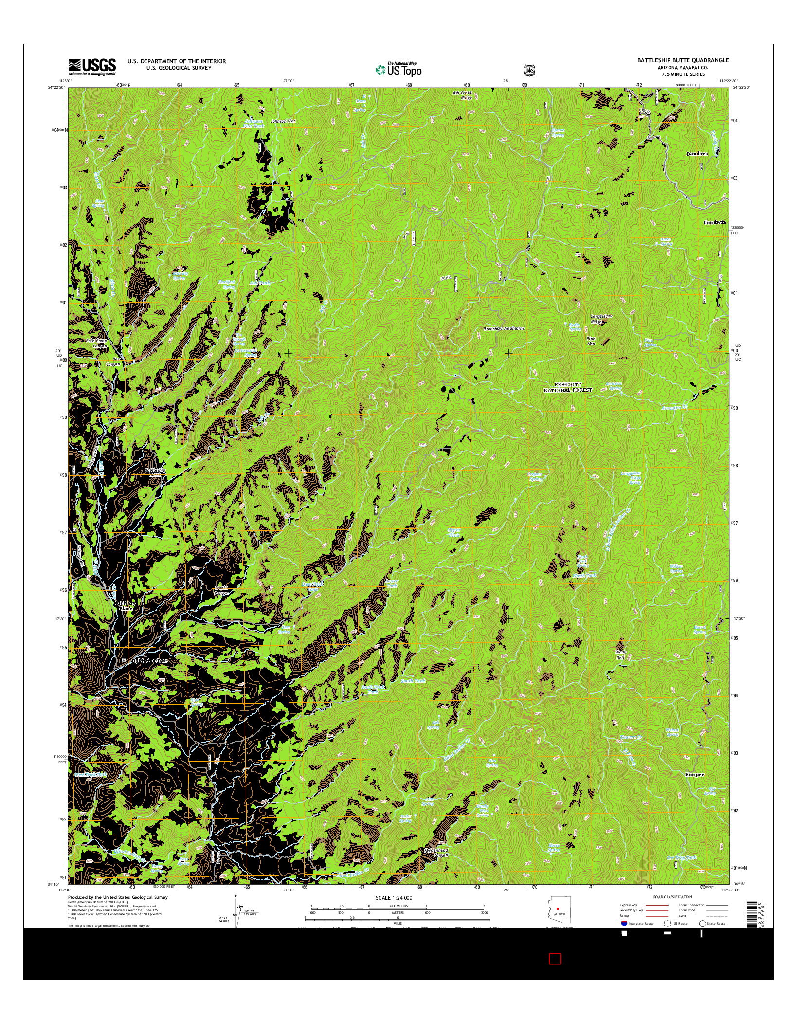 USGS US TOPO 7.5-MINUTE MAP FOR BATTLESHIP BUTTE, AZ 2014