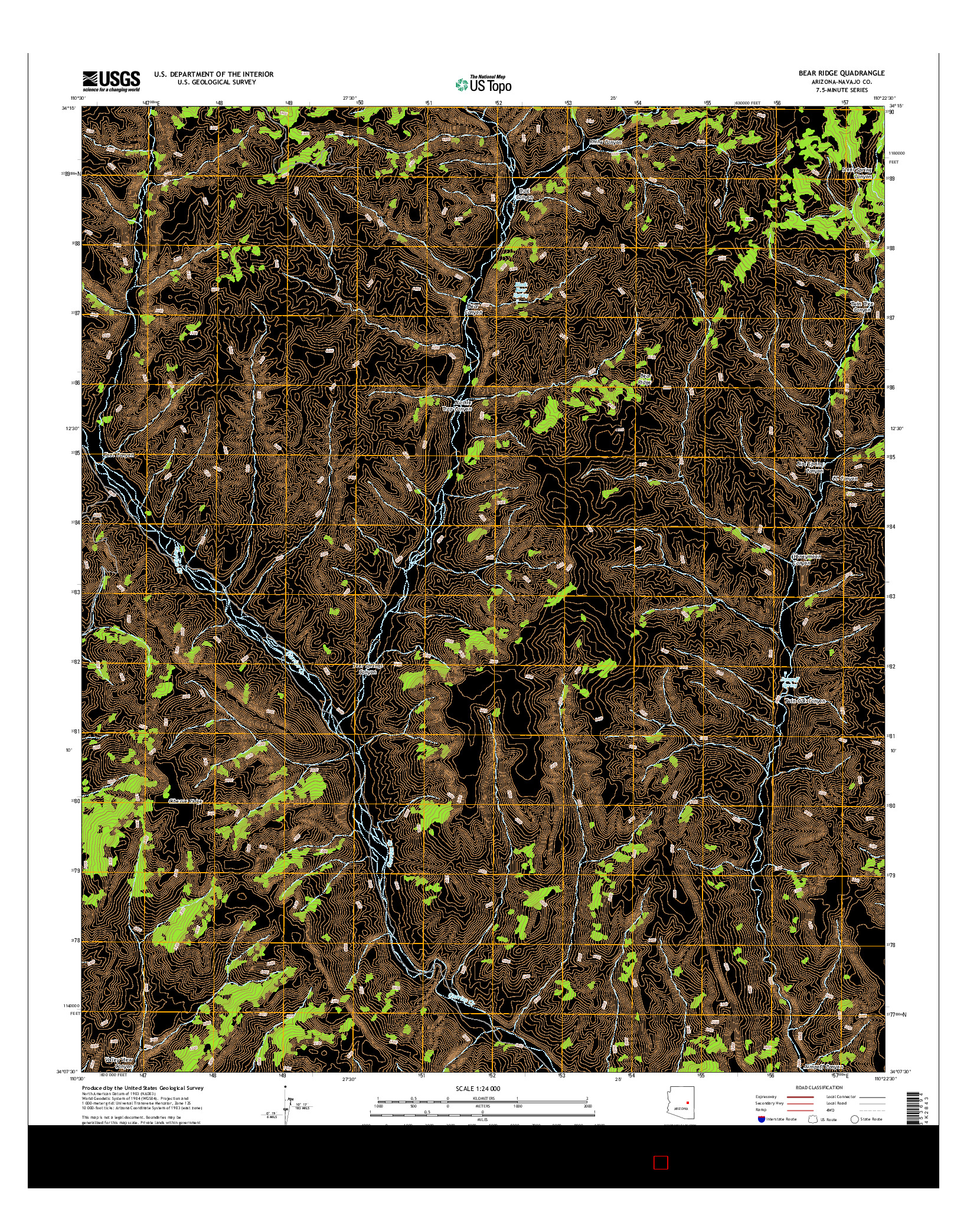 USGS US TOPO 7.5-MINUTE MAP FOR BEAR RIDGE, AZ 2014