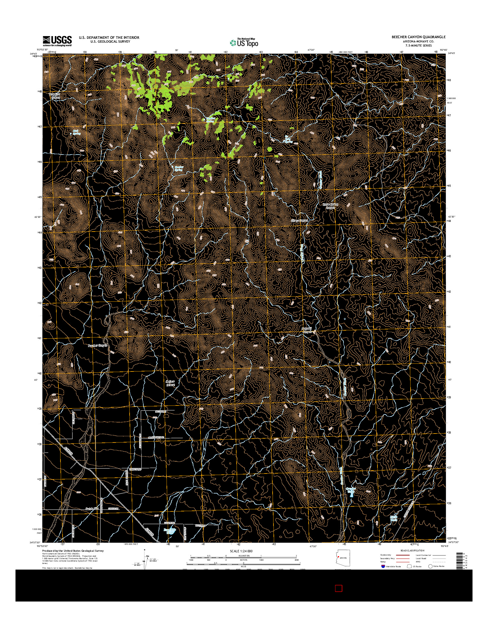 USGS US TOPO 7.5-MINUTE MAP FOR BEECHER CANYON, AZ 2014