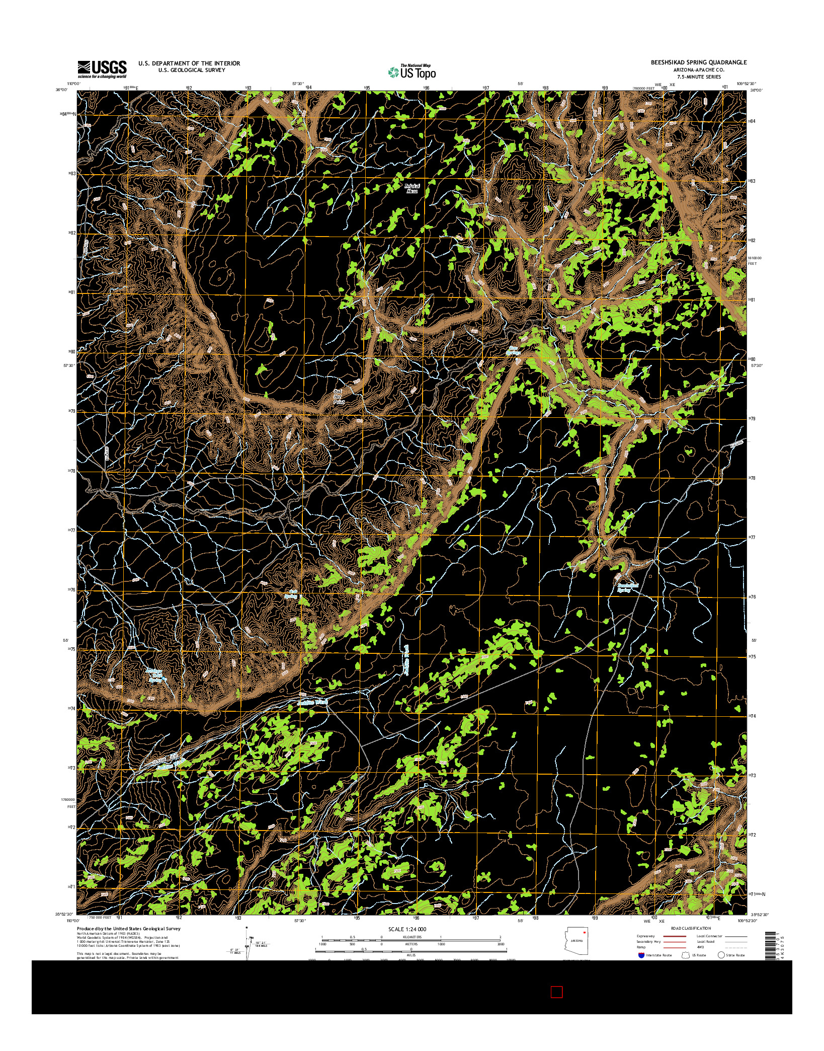 USGS US TOPO 7.5-MINUTE MAP FOR BEESHSIKAD SPRING, AZ 2014