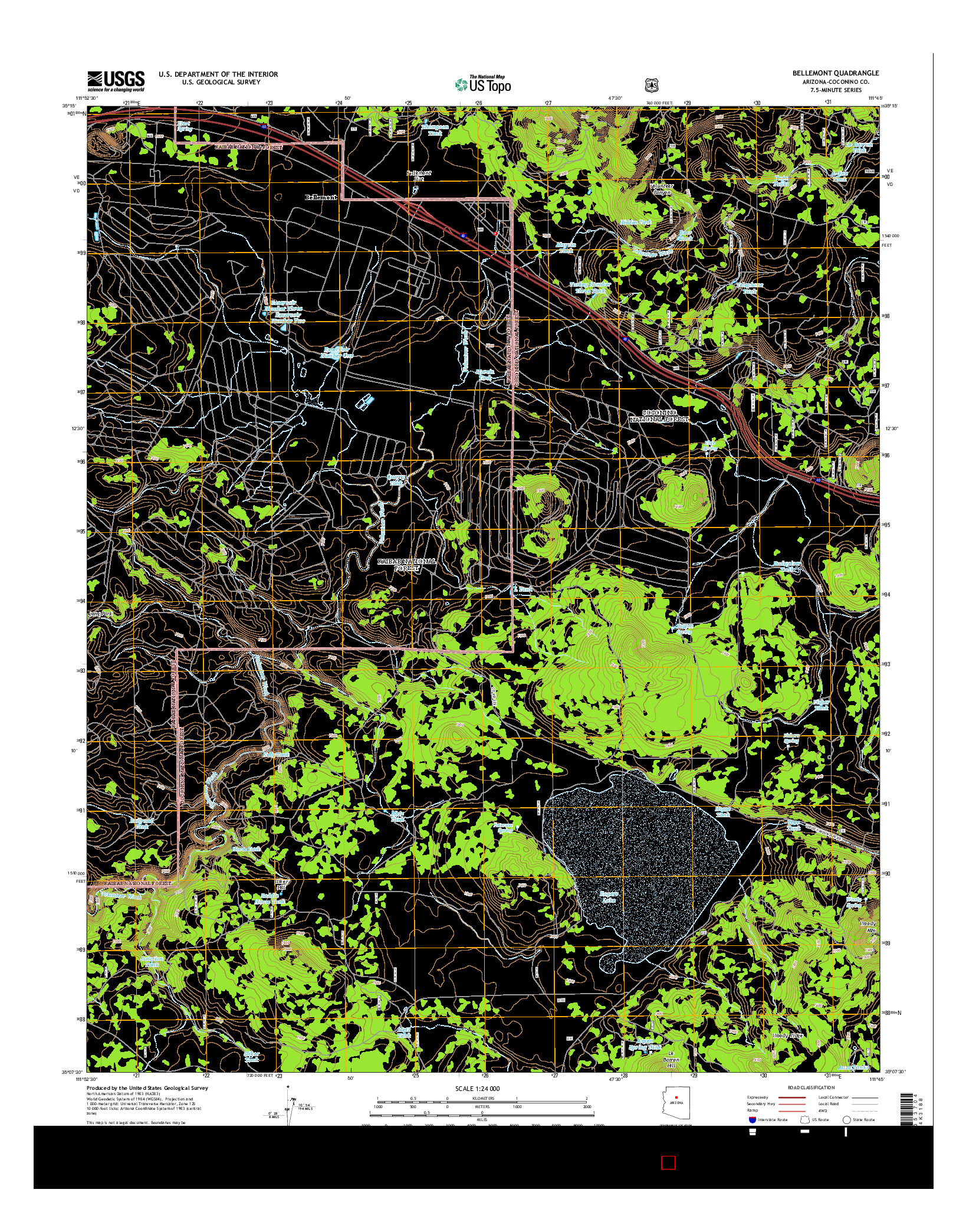 USGS US TOPO 7.5-MINUTE MAP FOR BELLEMONT, AZ 2014