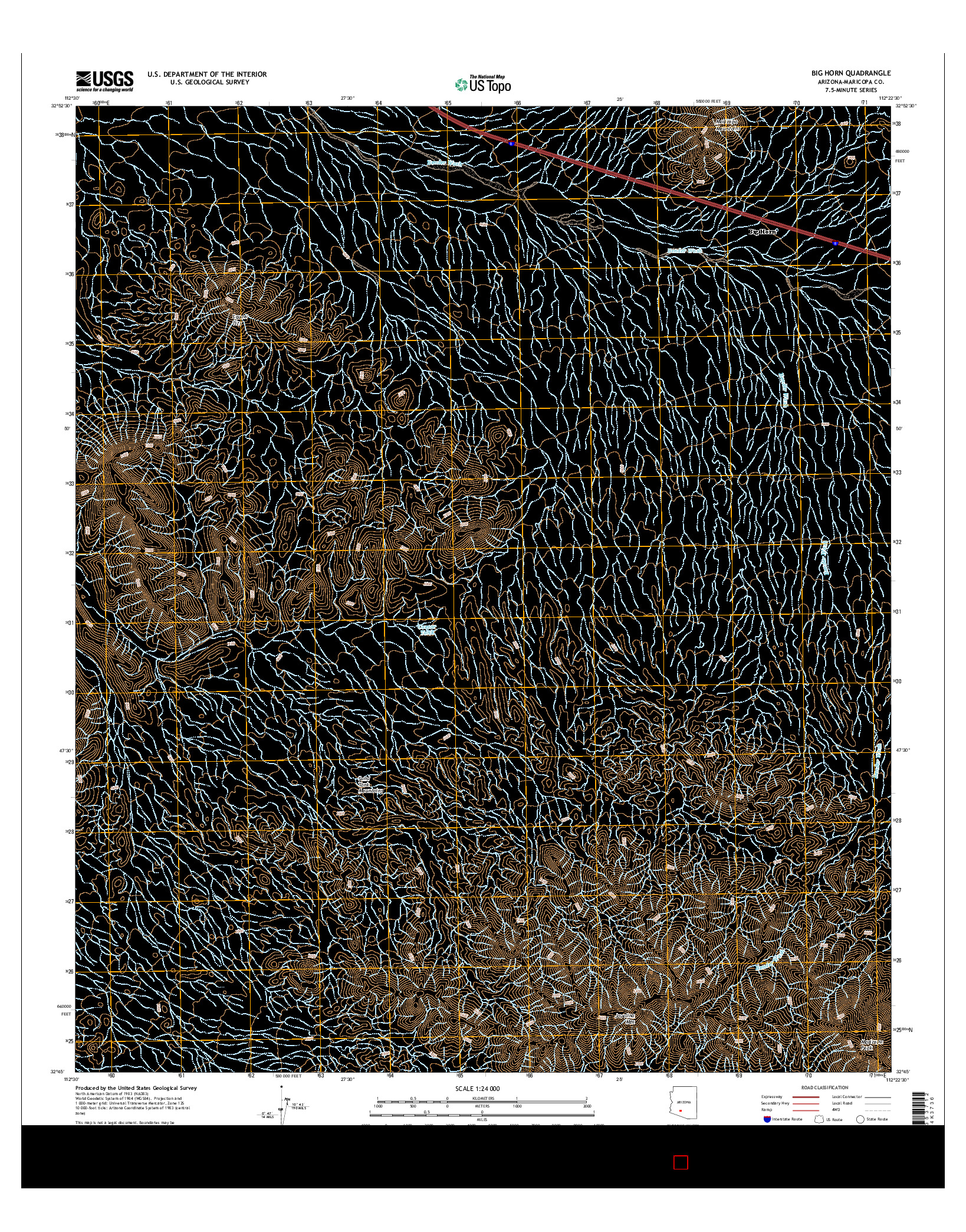 USGS US TOPO 7.5-MINUTE MAP FOR BIG HORN, AZ 2014