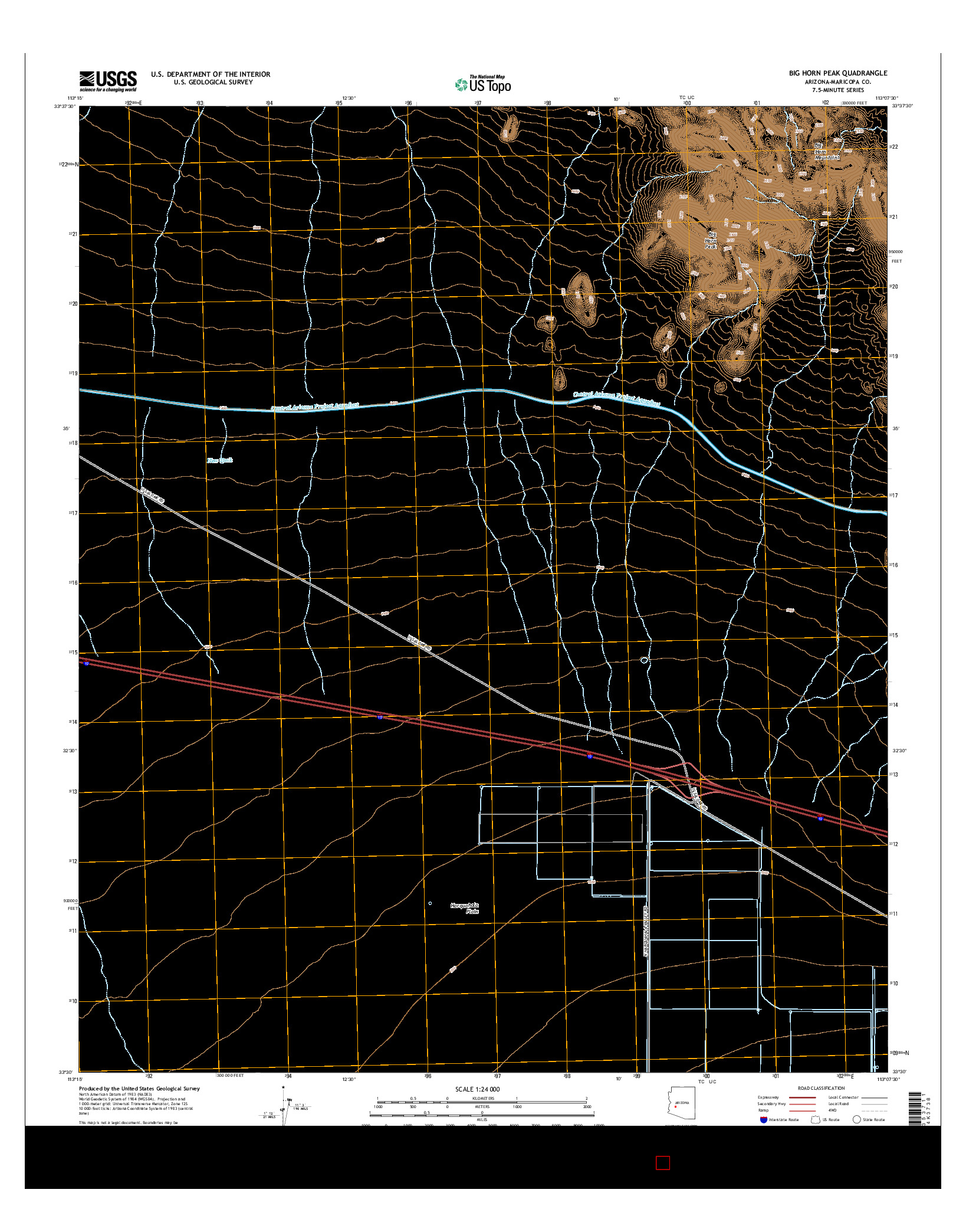 USGS US TOPO 7.5-MINUTE MAP FOR BIG HORN PEAK, AZ 2014