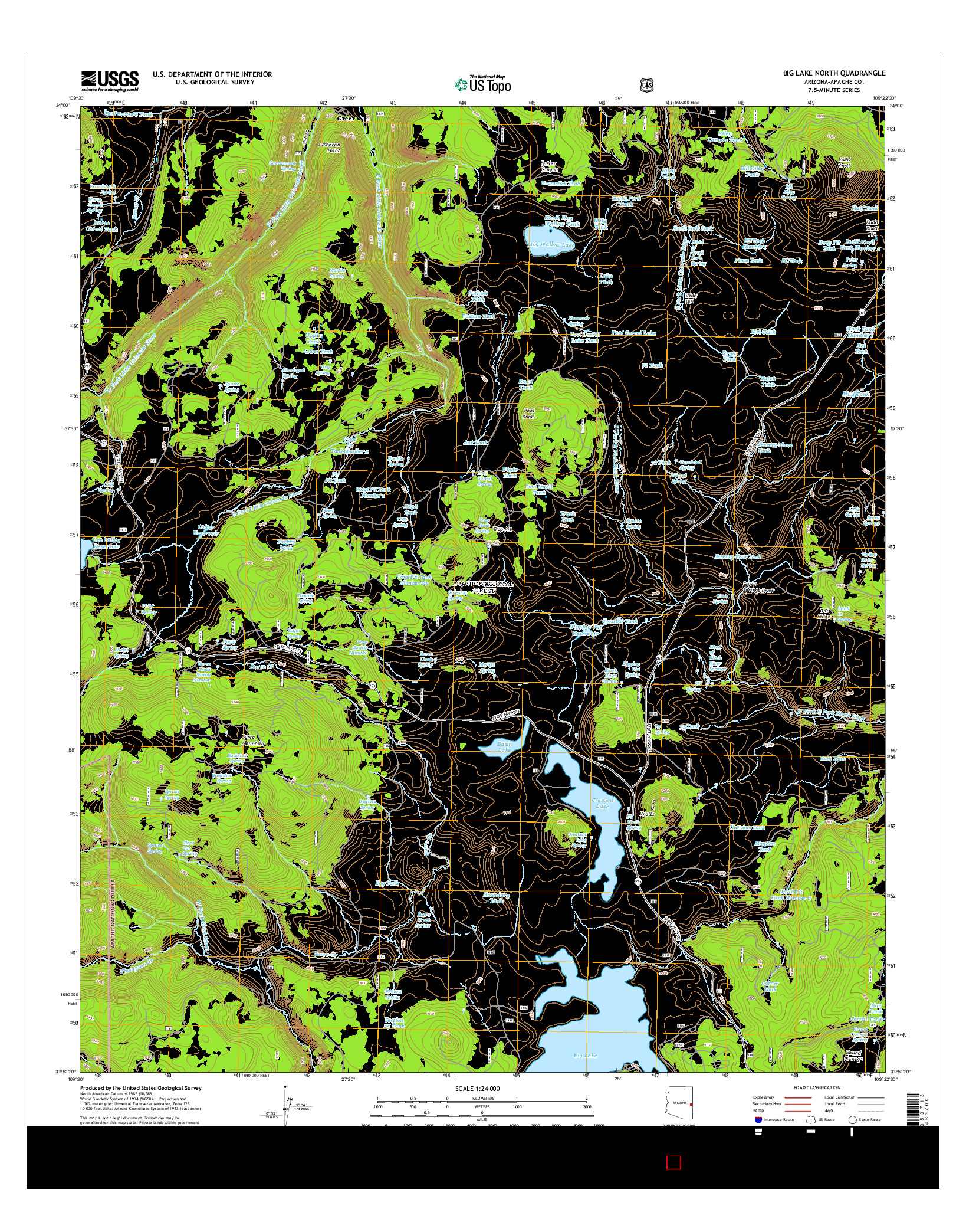 USGS US TOPO 7.5-MINUTE MAP FOR BIG LAKE NORTH, AZ 2014