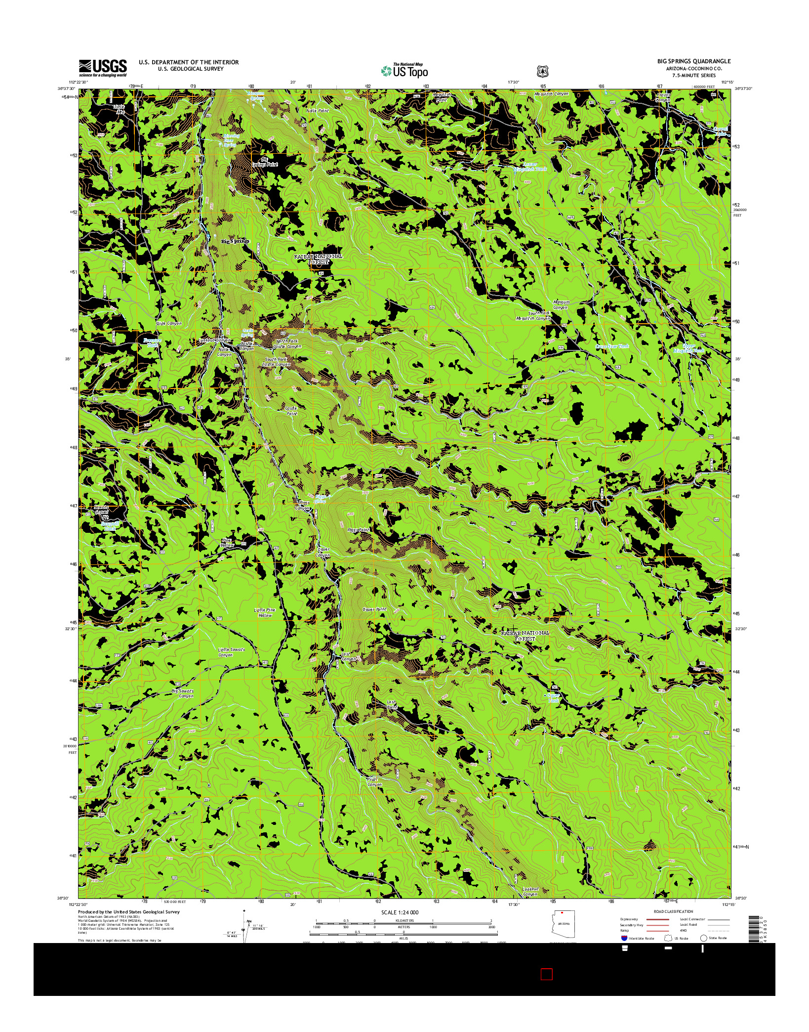 USGS US TOPO 7.5-MINUTE MAP FOR BIG SPRINGS, AZ 2014