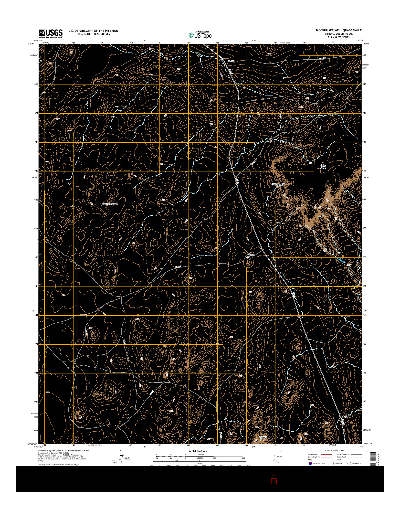 USGS US TOPO 7.5-MINUTE MAP FOR BIG WHISKER WELL, AZ 2014