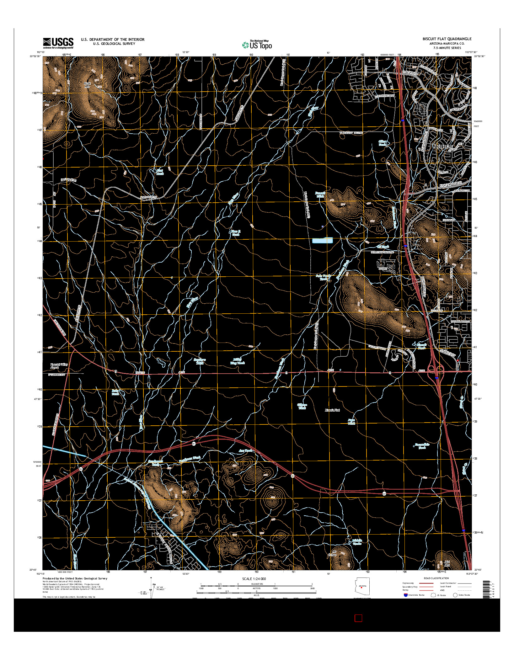 USGS US TOPO 7.5-MINUTE MAP FOR BISCUIT FLAT, AZ 2014