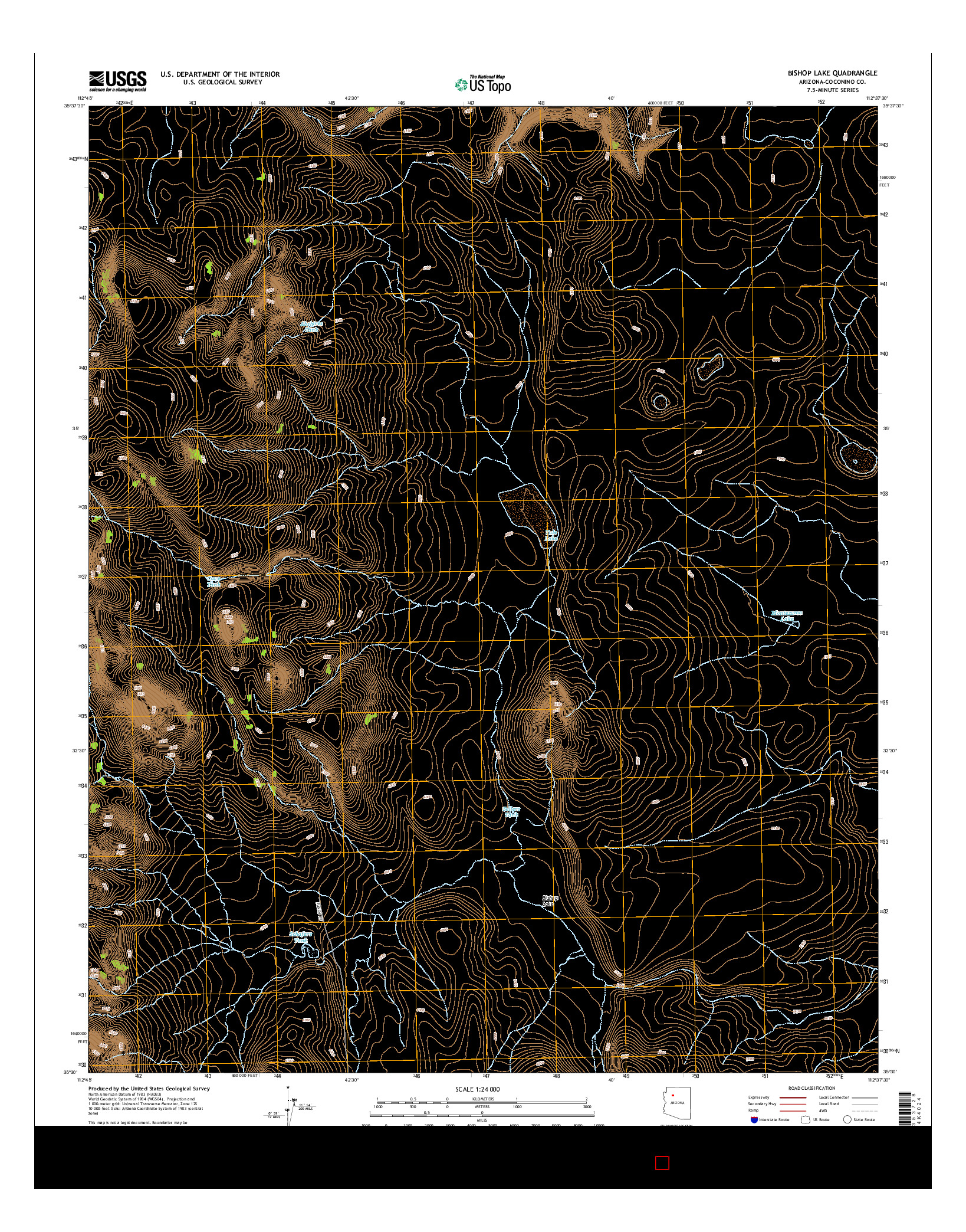 USGS US TOPO 7.5-MINUTE MAP FOR BISHOP LAKE, AZ 2014