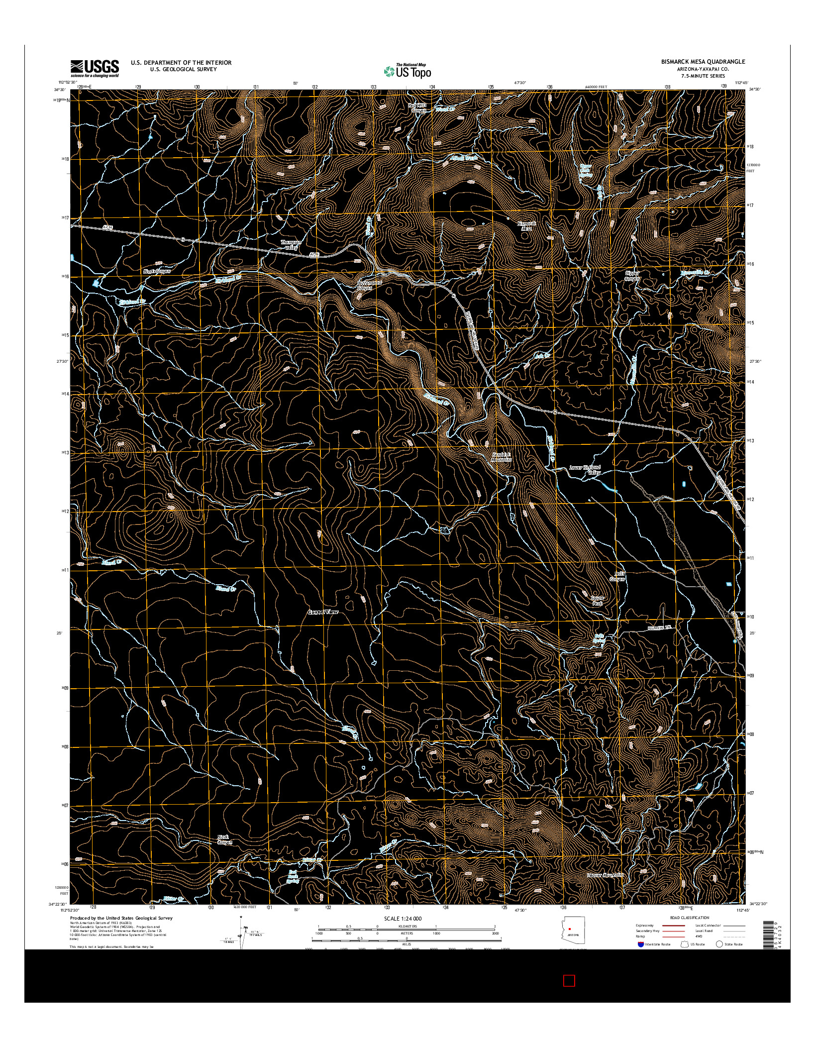 USGS US TOPO 7.5-MINUTE MAP FOR BISMARCK MESA, AZ 2014