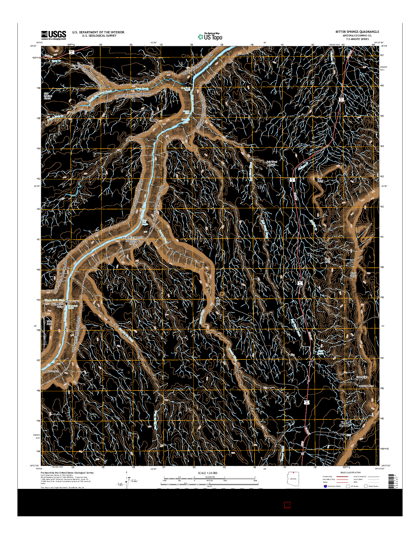 USGS US TOPO 7.5-MINUTE MAP FOR BITTER SPRINGS, AZ 2014