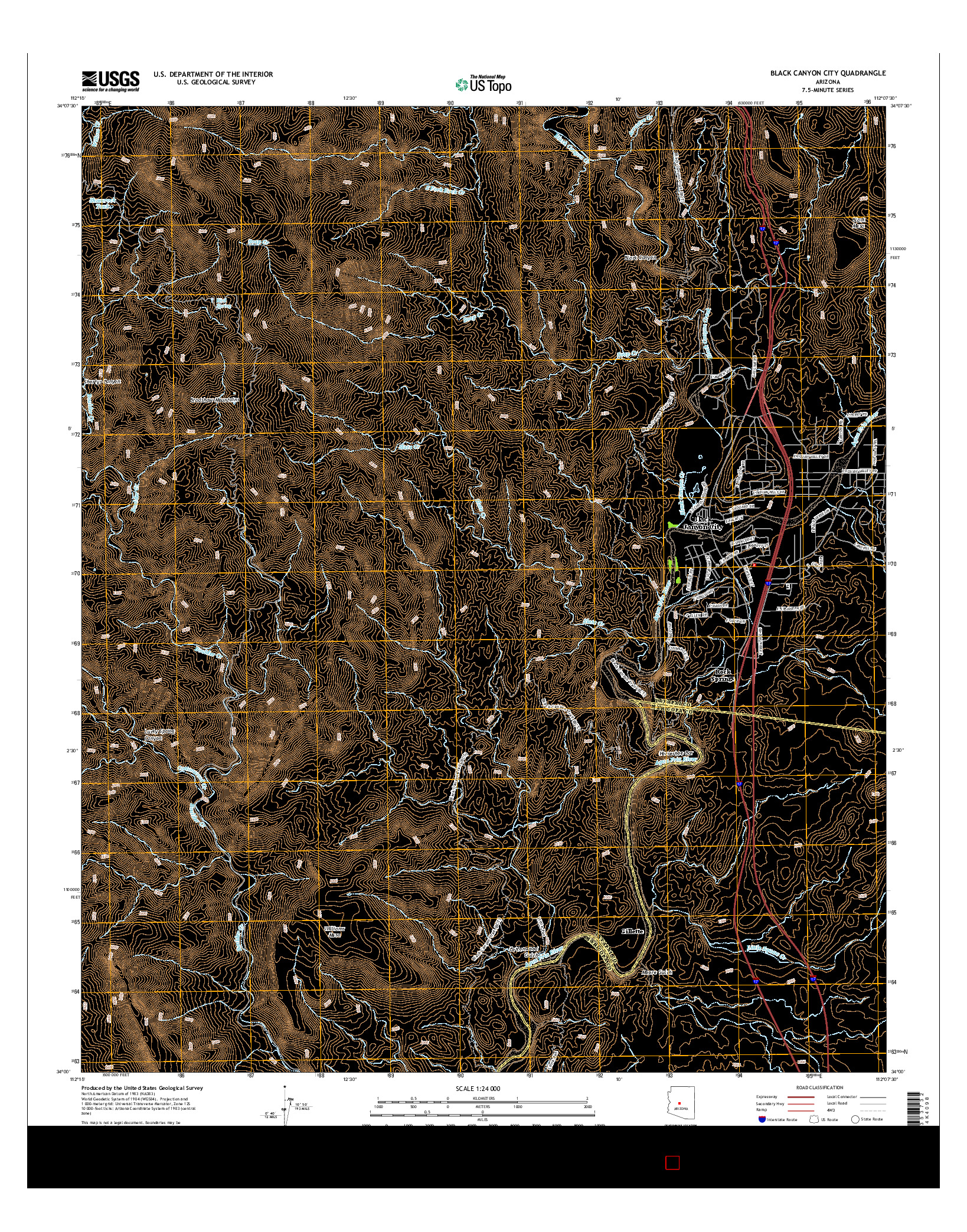 USGS US TOPO 7.5-MINUTE MAP FOR BLACK CANYON CITY, AZ 2014