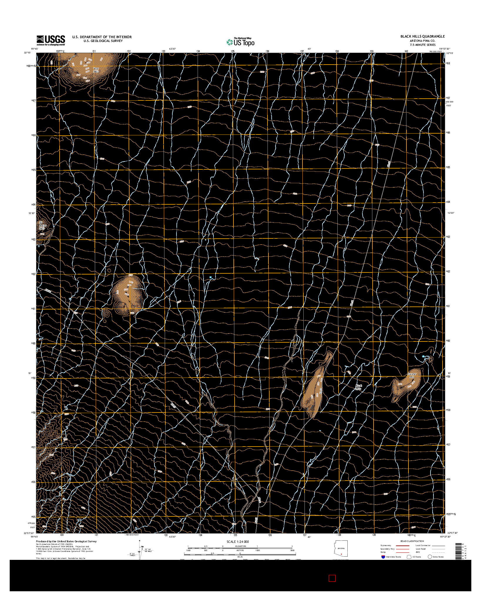 USGS US TOPO 7.5-MINUTE MAP FOR BLACK HILLS, AZ 2014