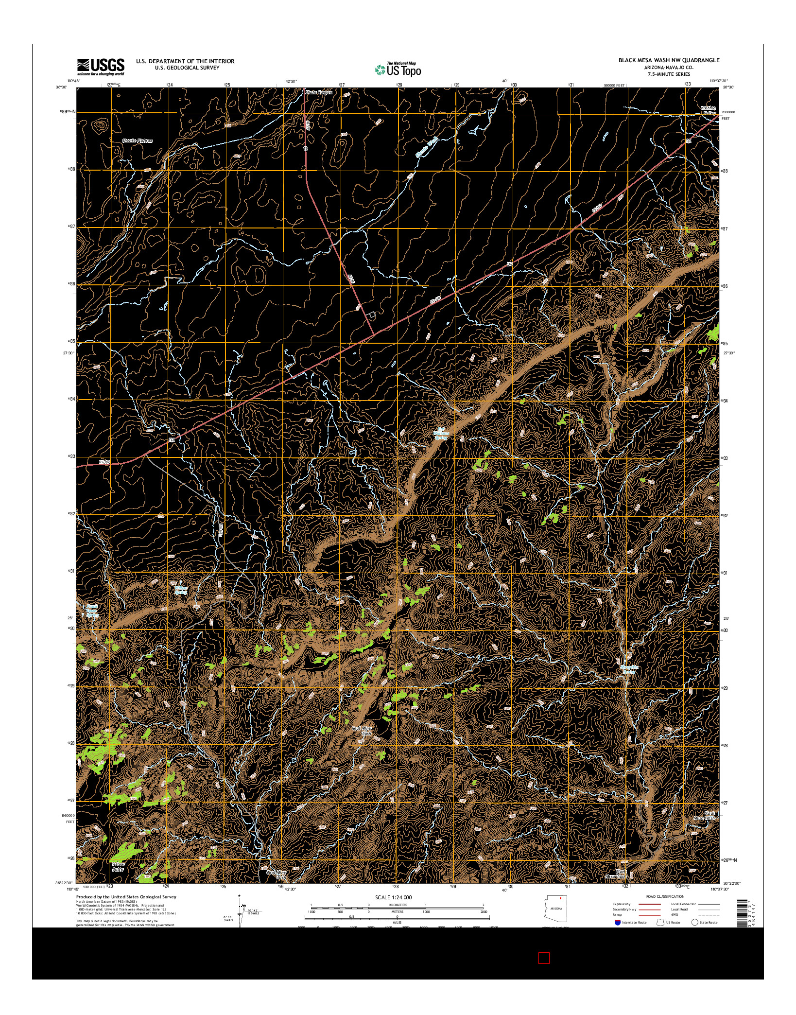 USGS US TOPO 7.5-MINUTE MAP FOR BLACK MESA WASH NW, AZ 2014