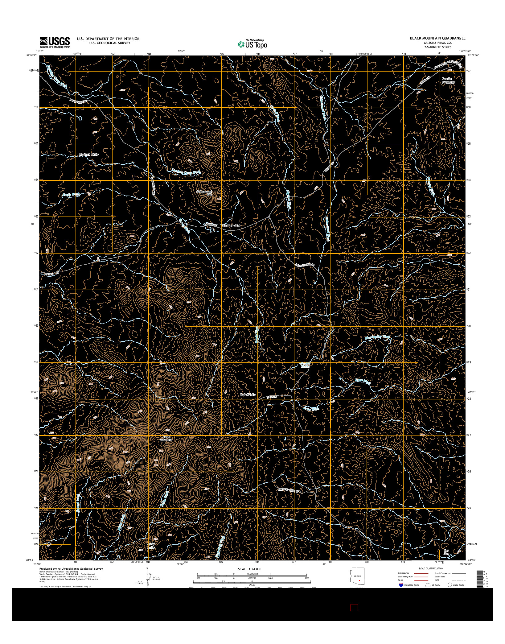USGS US TOPO 7.5-MINUTE MAP FOR BLACK MOUNTAIN, AZ 2014